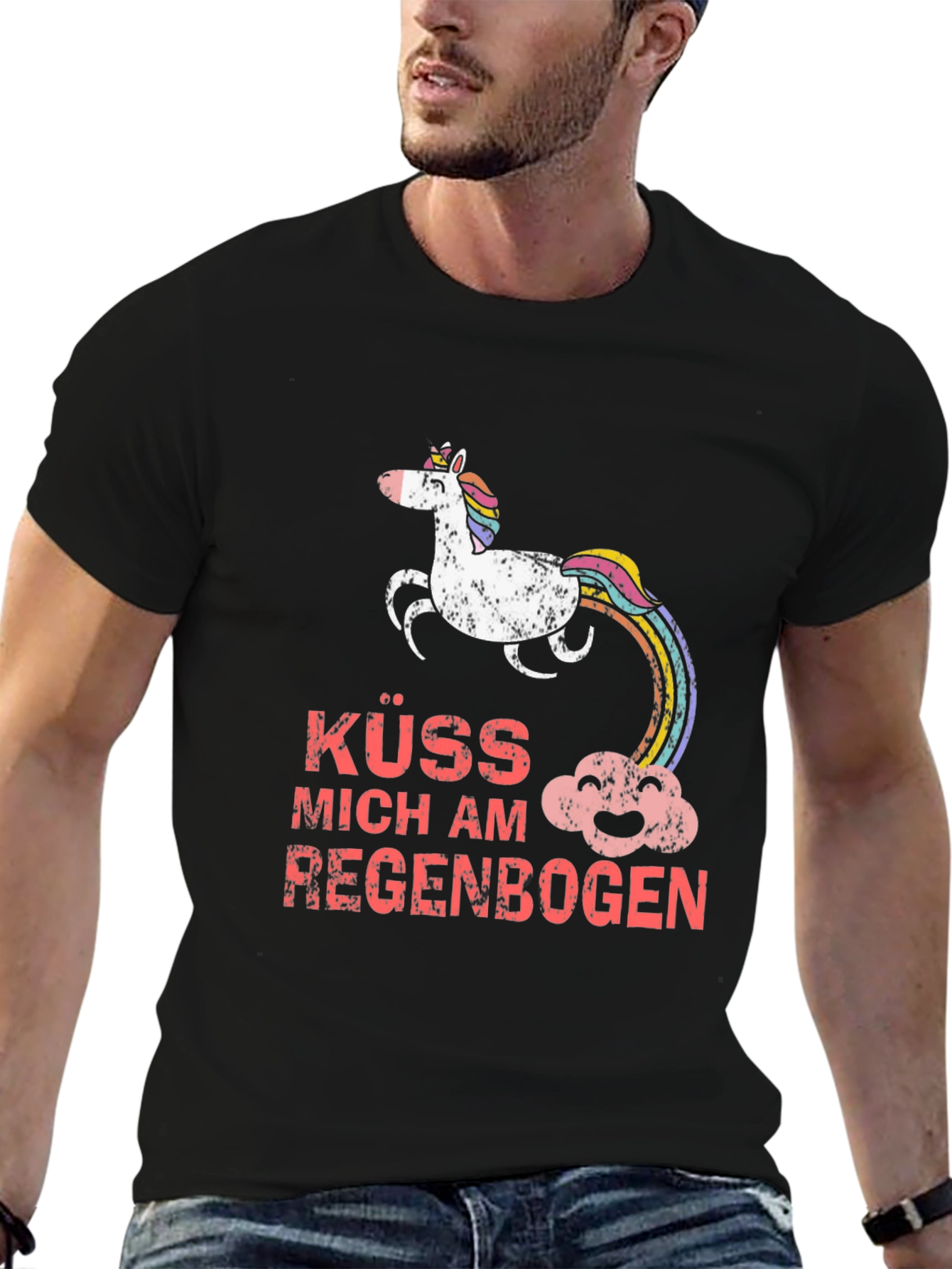 Kuss Mich Am Regenbogen Unicorn T-Shirt