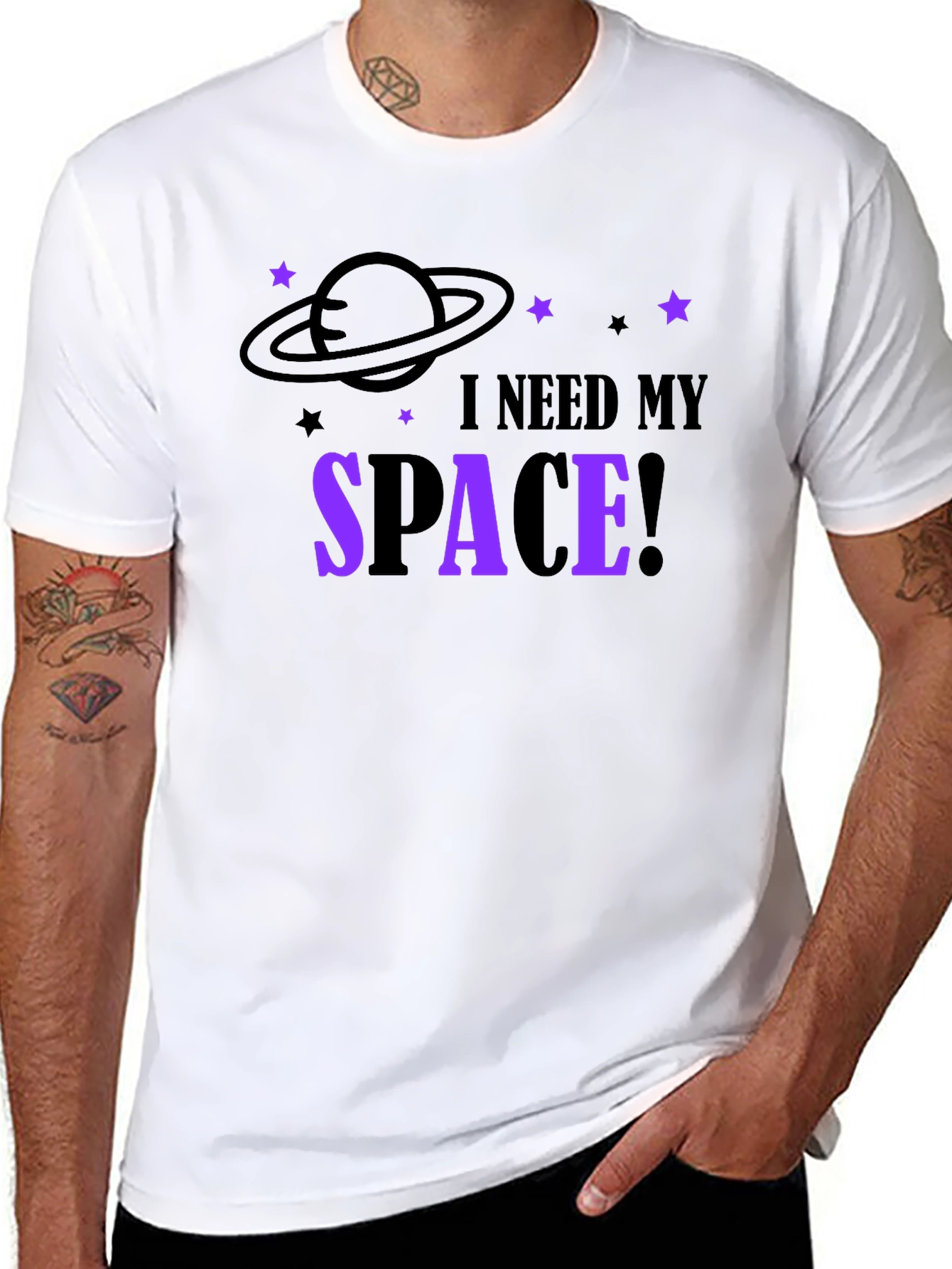 I Need My Space Graphic T-Shirt - Black