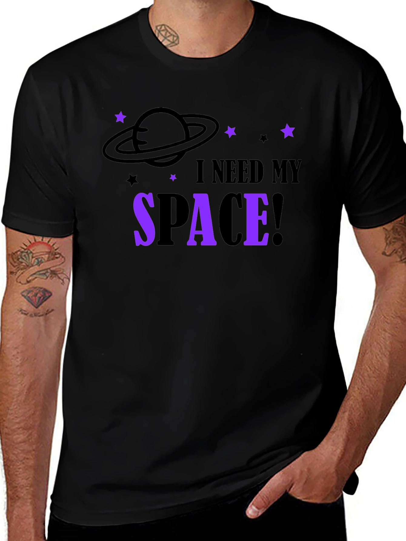 I Need My Space Graphic T-Shirt - Black