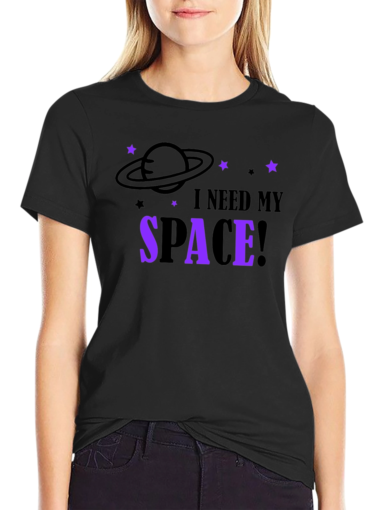 I Need My Space Graphic T-Shirt - Black