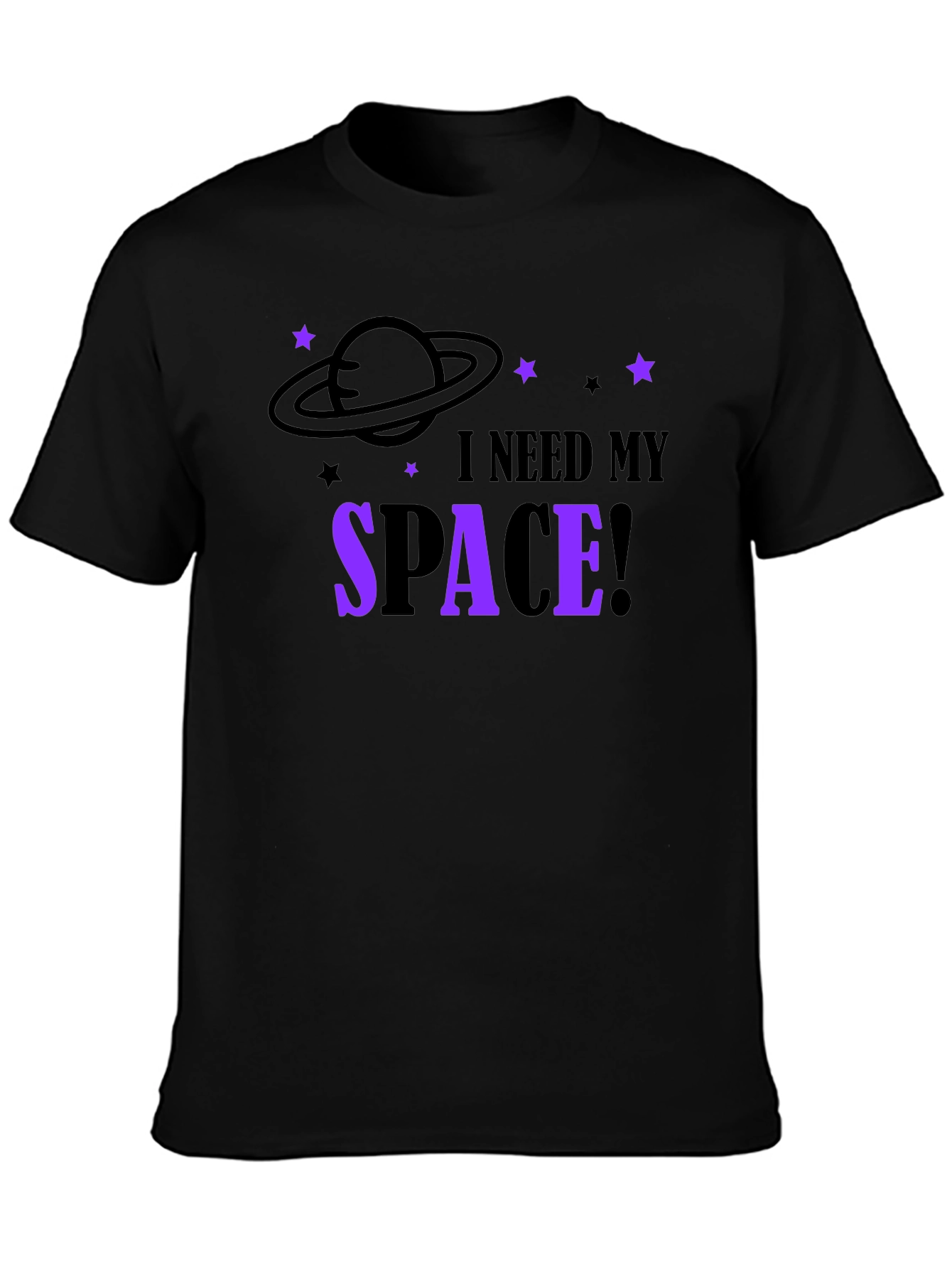 I Need My Space Graphic T-Shirt - Black