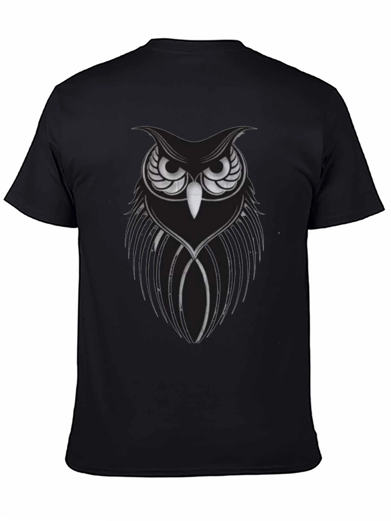 Mens Black Owl Graphic Tee - Stylish Bird Design