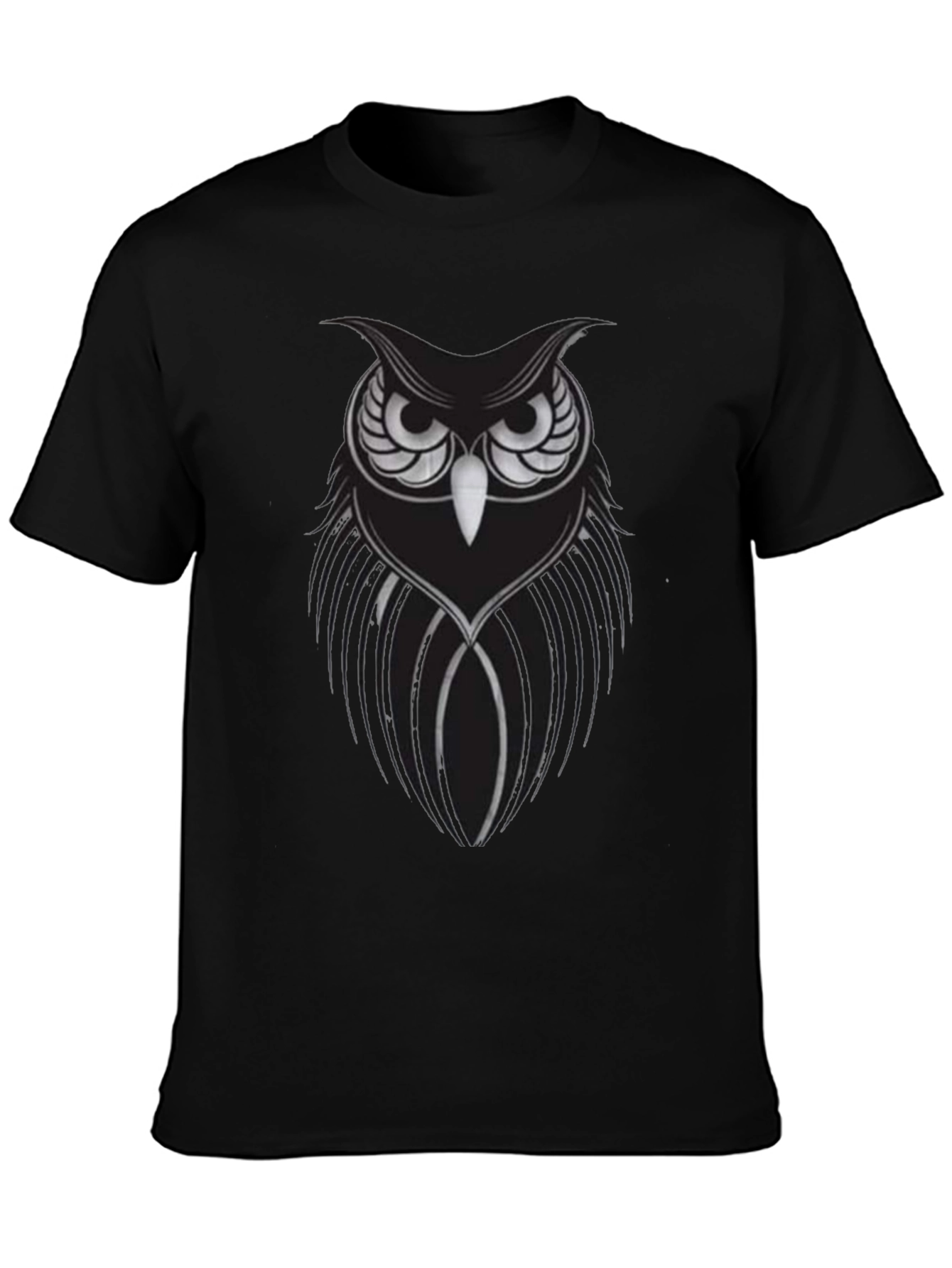 Mens Black Owl Graphic Tee - Stylish Bird Design