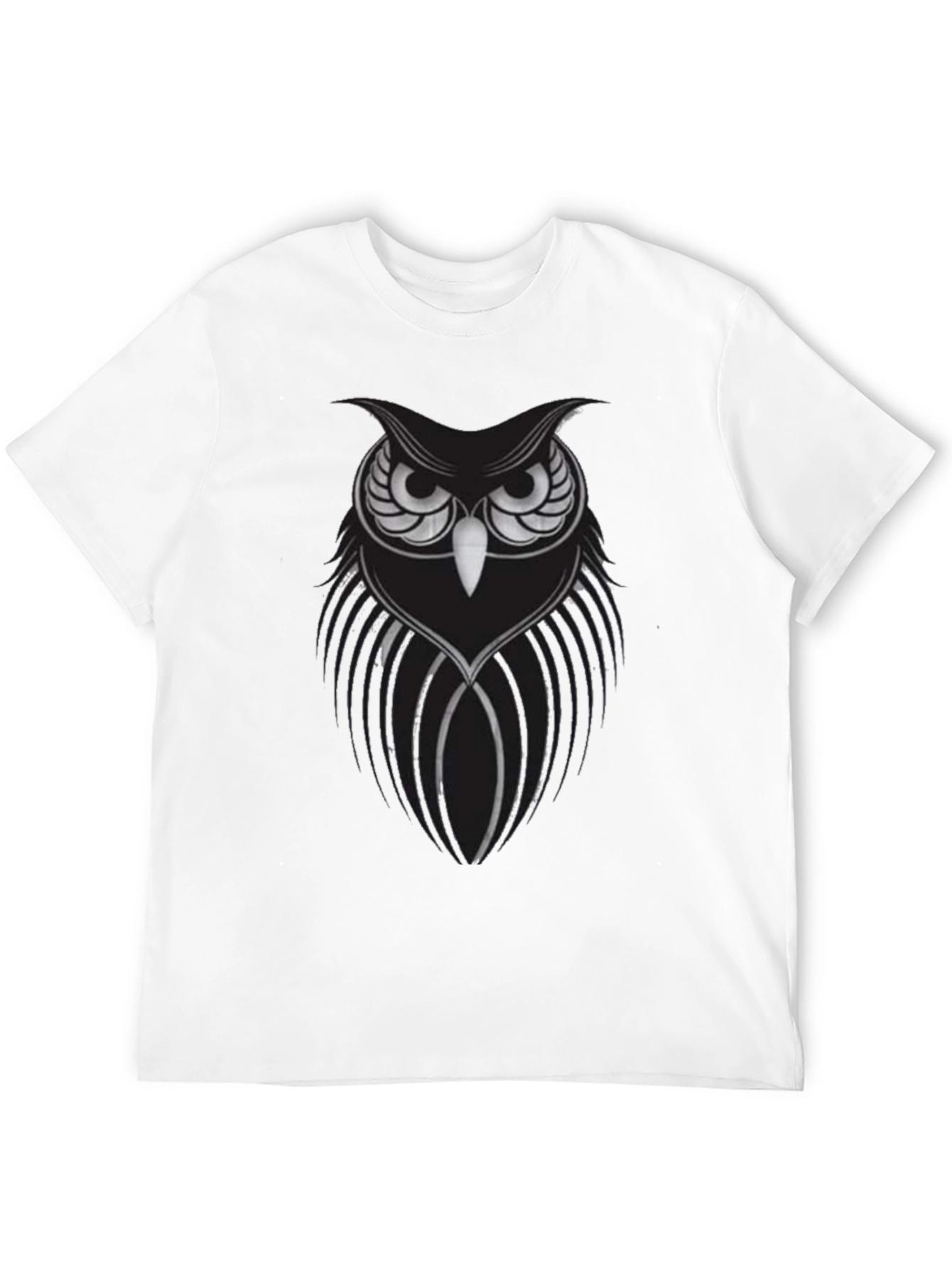 Mens Black Owl Graphic Tee - Stylish Bird Design
