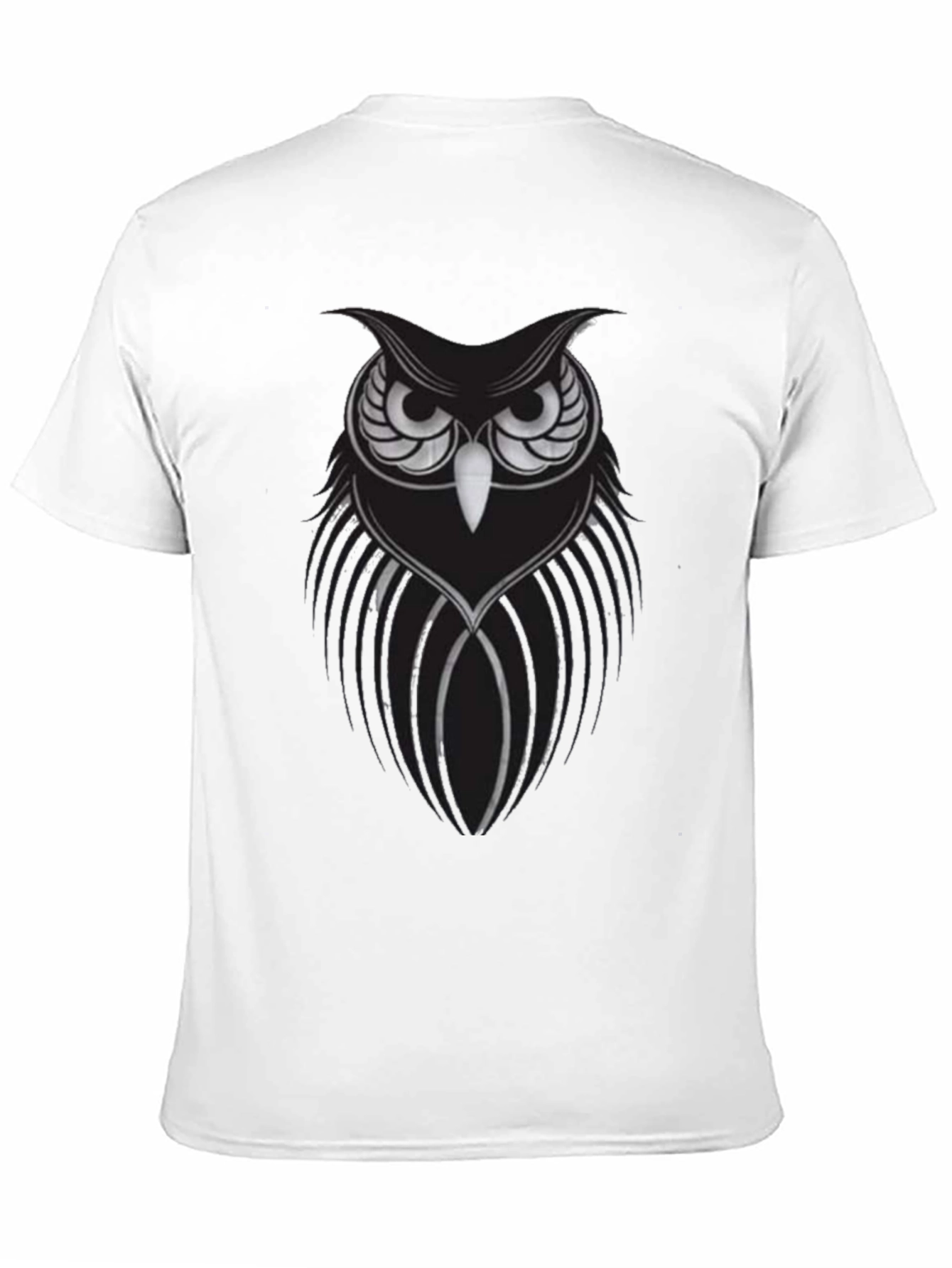 Mens Black Owl Graphic Tee - Stylish Bird Design