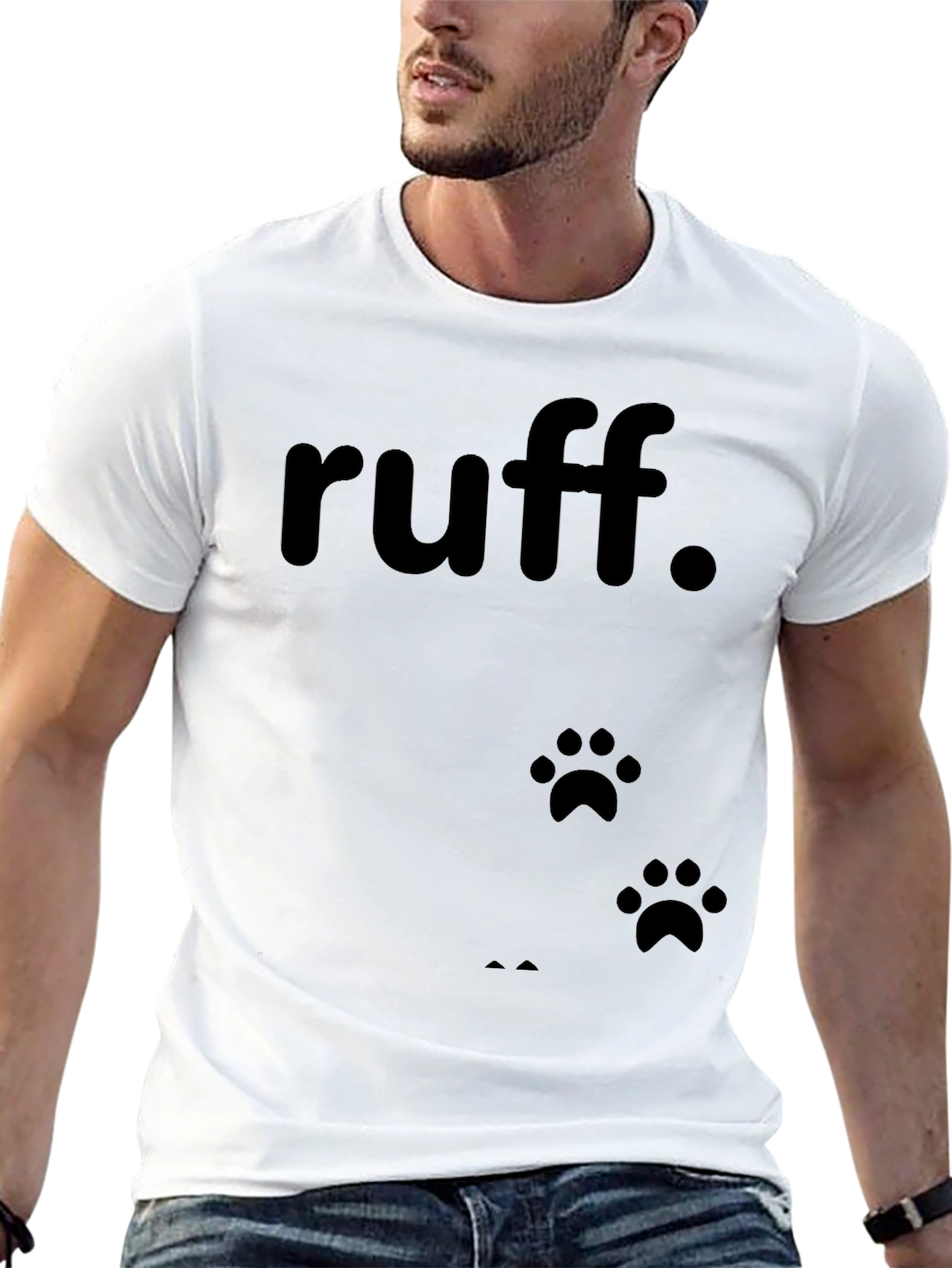 Ruff Dog Paw Print T-Shirt - Casual Cotton Tee