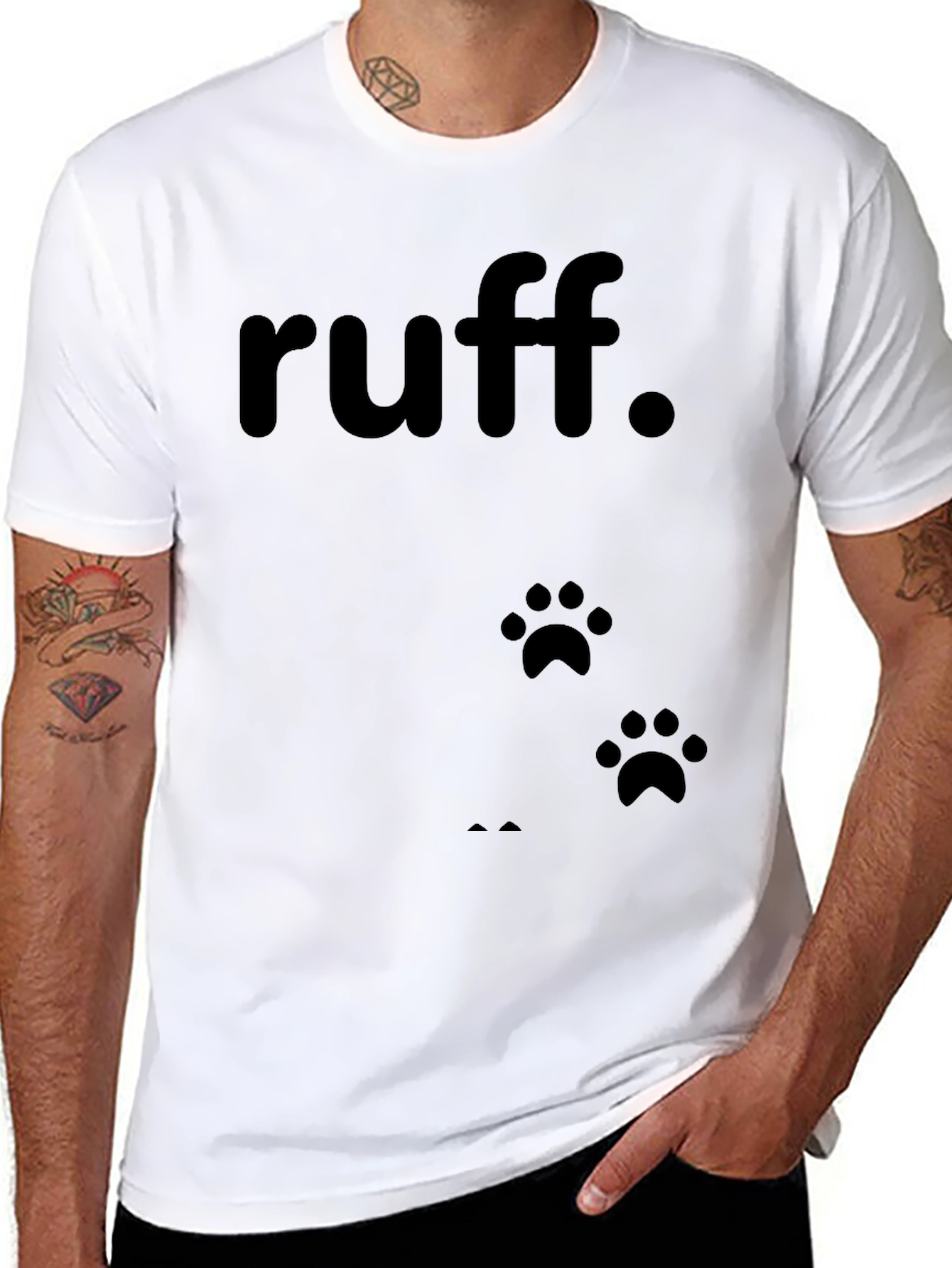 Ruff Dog Paw Print T-Shirt - Casual Cotton Tee
