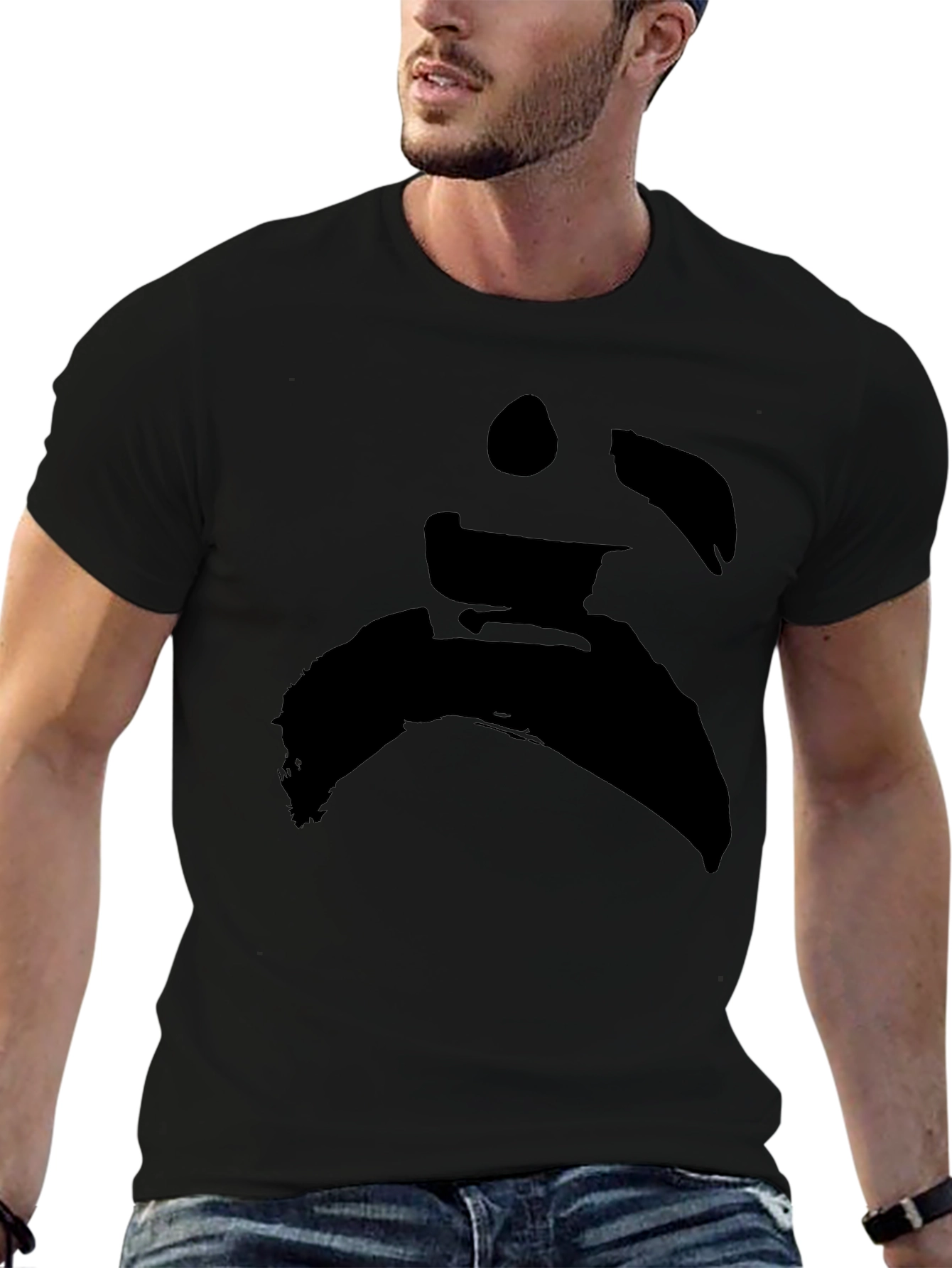 Mens Black Graphic Tee - Abstract Print