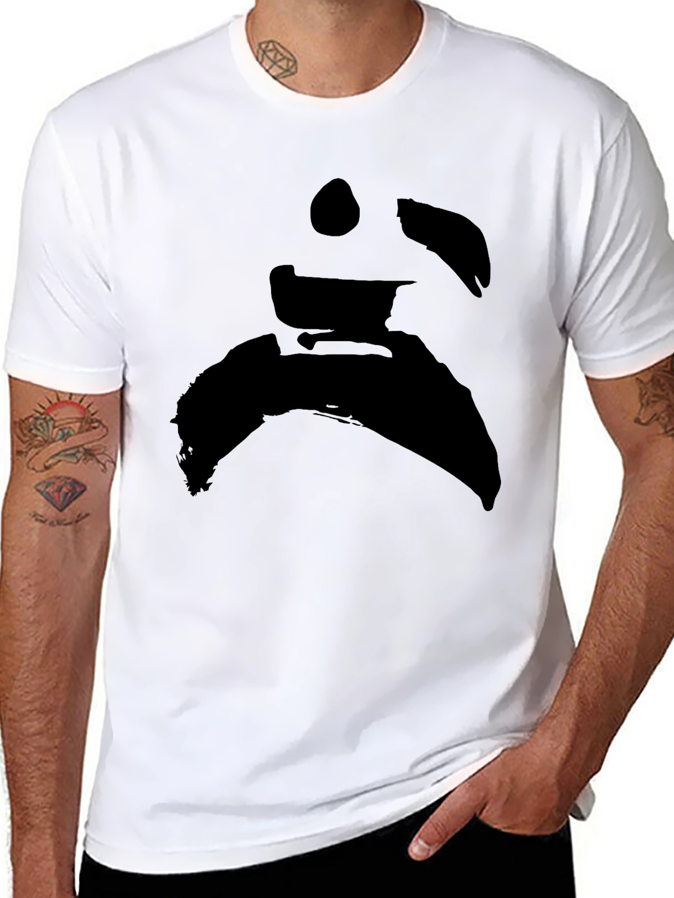 Mens Black Graphic Tee - Abstract Print