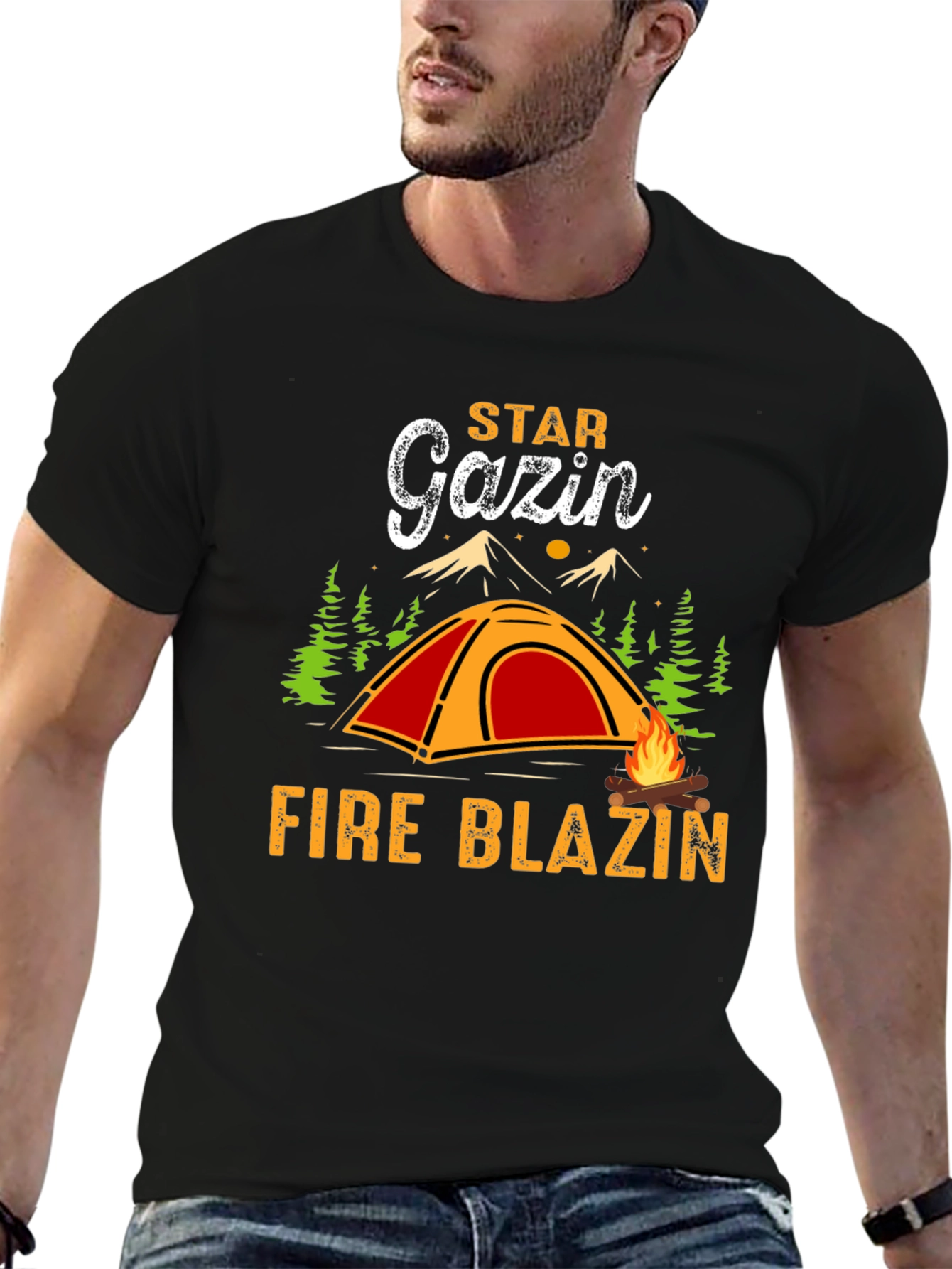 Star Gazin Fire Blazin Black Graphic Tee