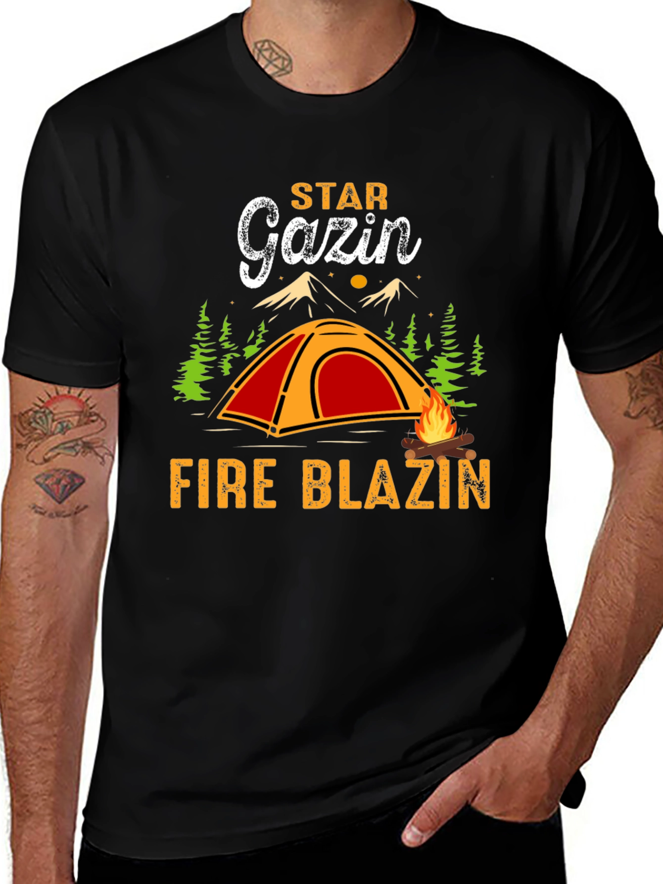 Star Gazin Fire Blazin Black Graphic Tee