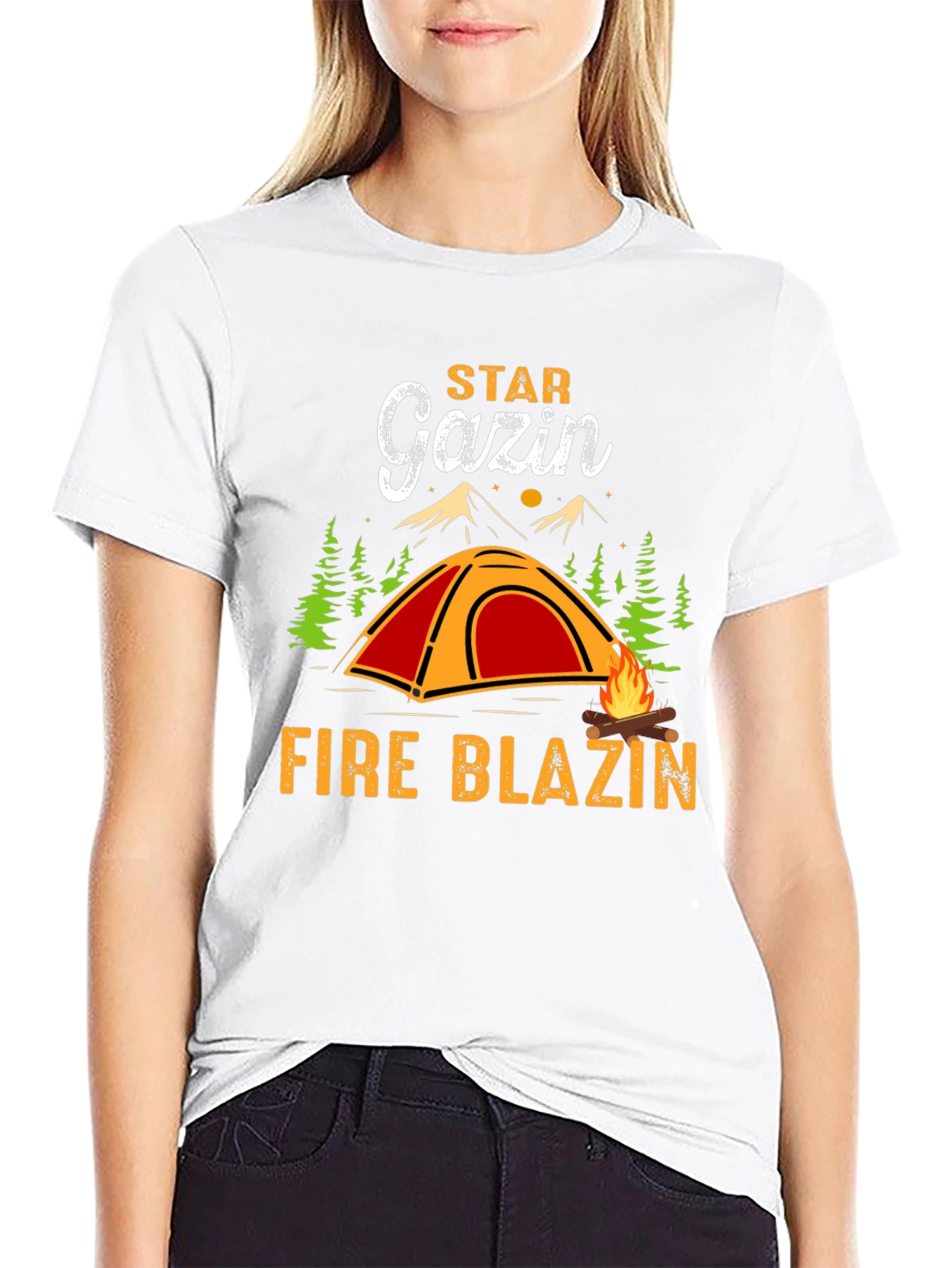 Star Gazin Fire Blazin Black Graphic Tee