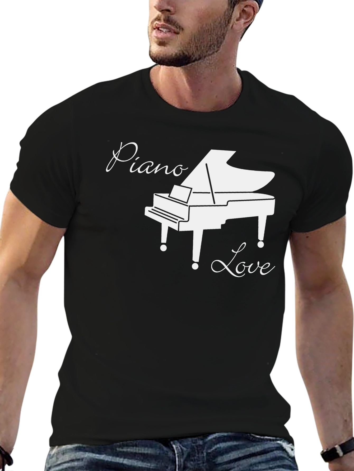 Piano Love Graphic T-Shirt - Black