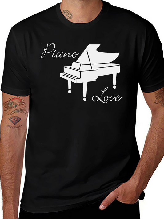 Piano Love Graphic T-Shirt - Black