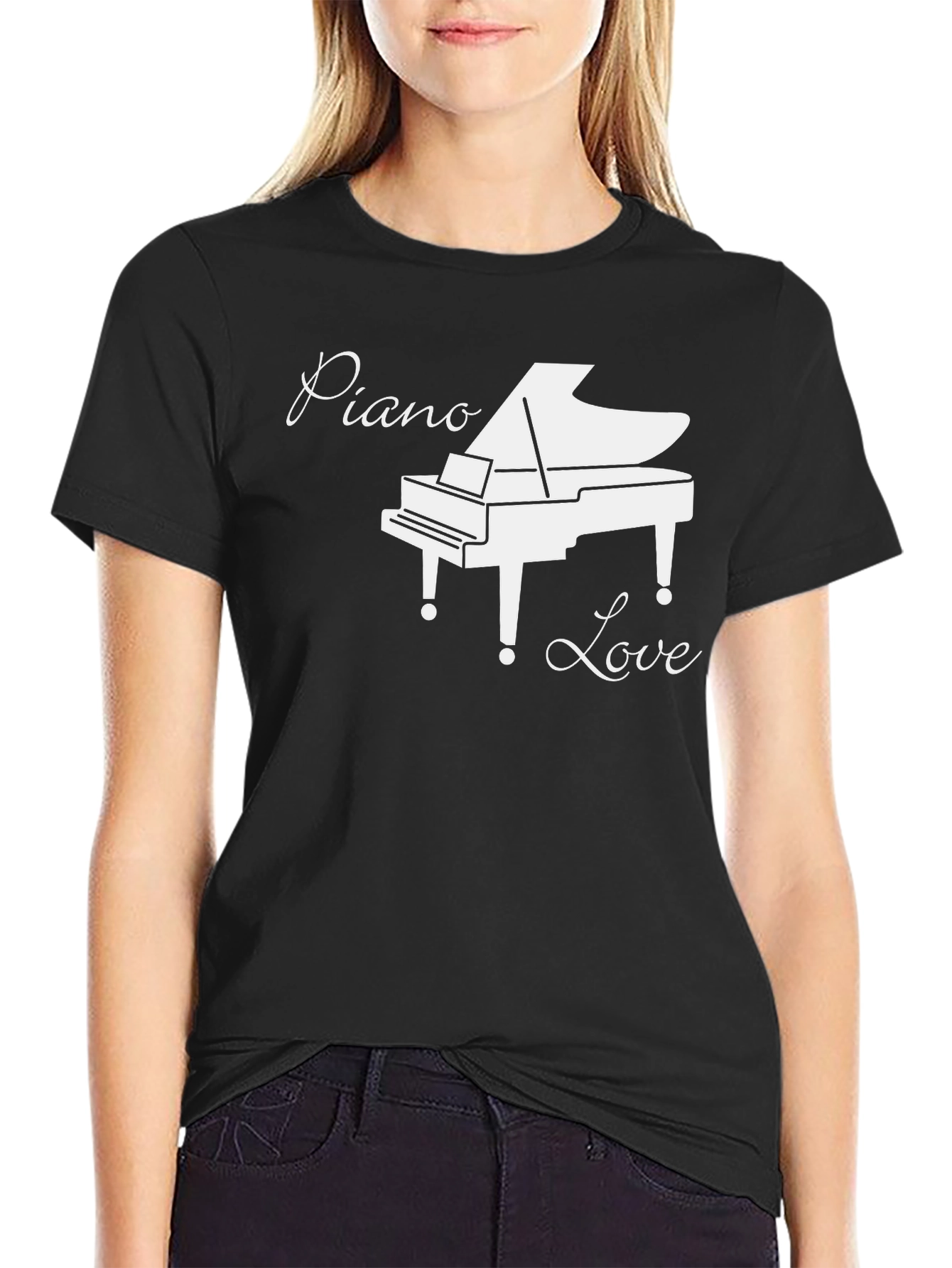 Piano Love Graphic T-Shirt - Black