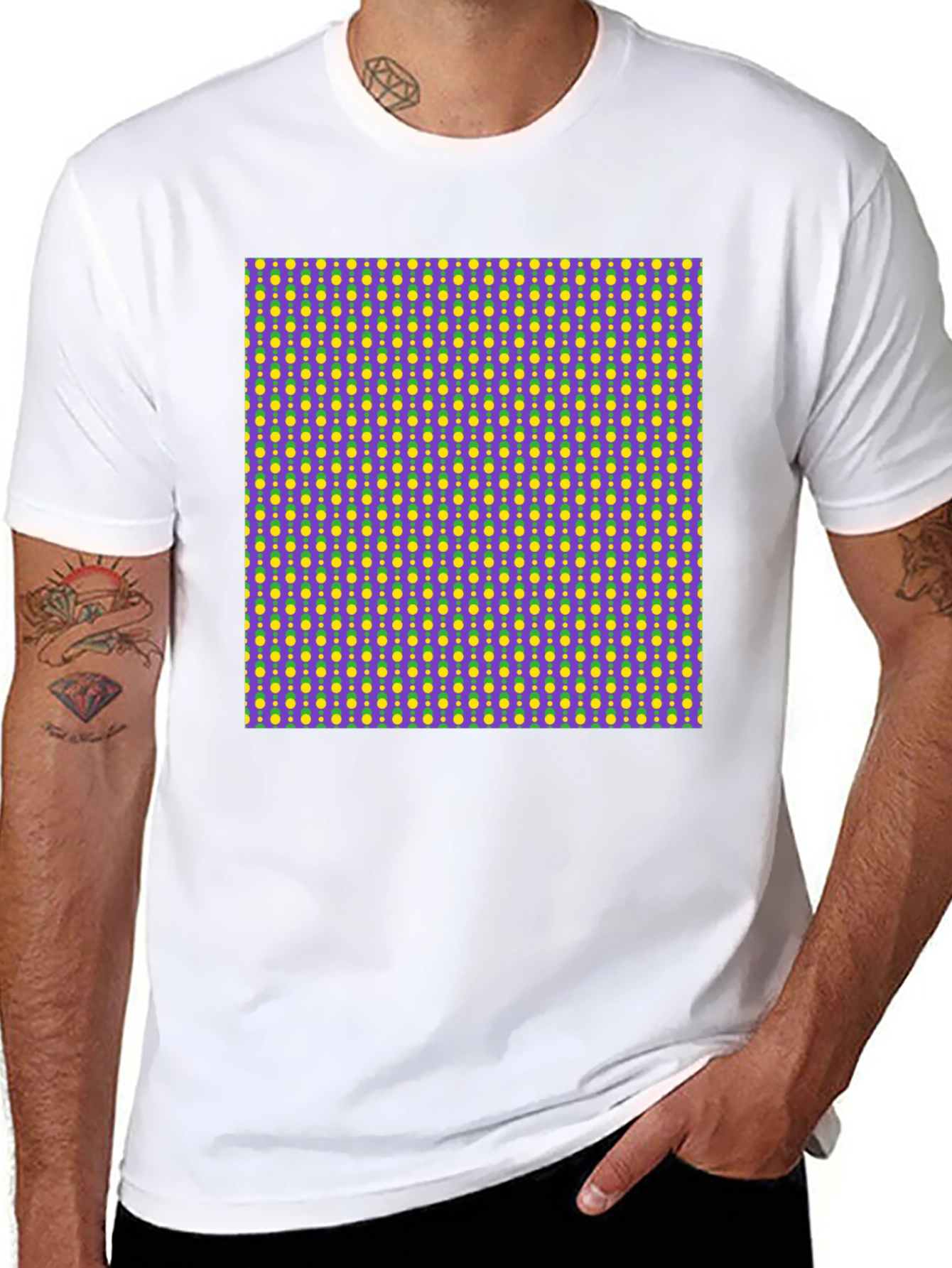 Vibrant Patterned Black T-Shirt