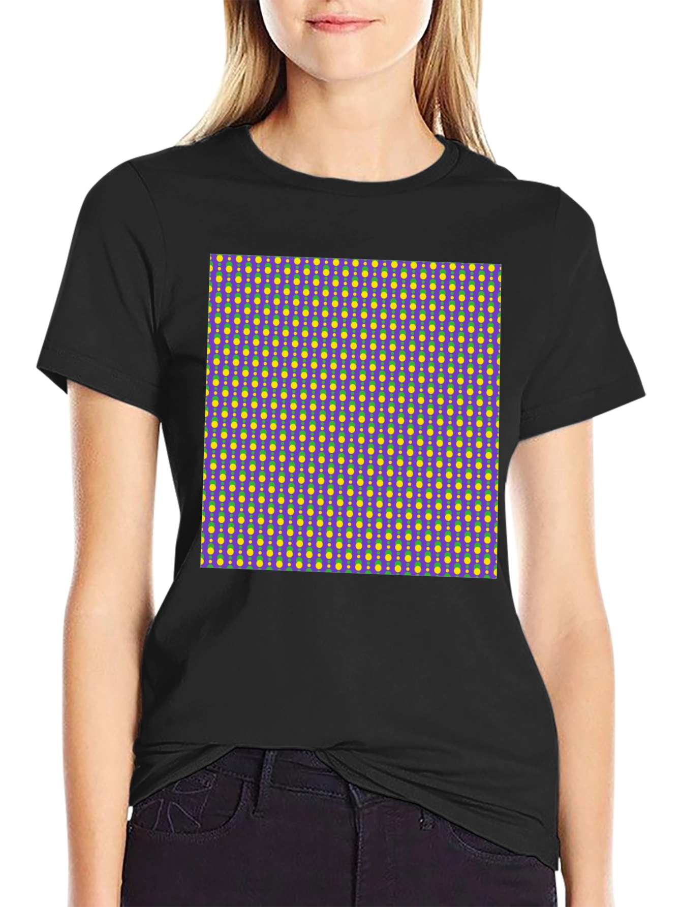 Vibrant Patterned Black T-Shirt