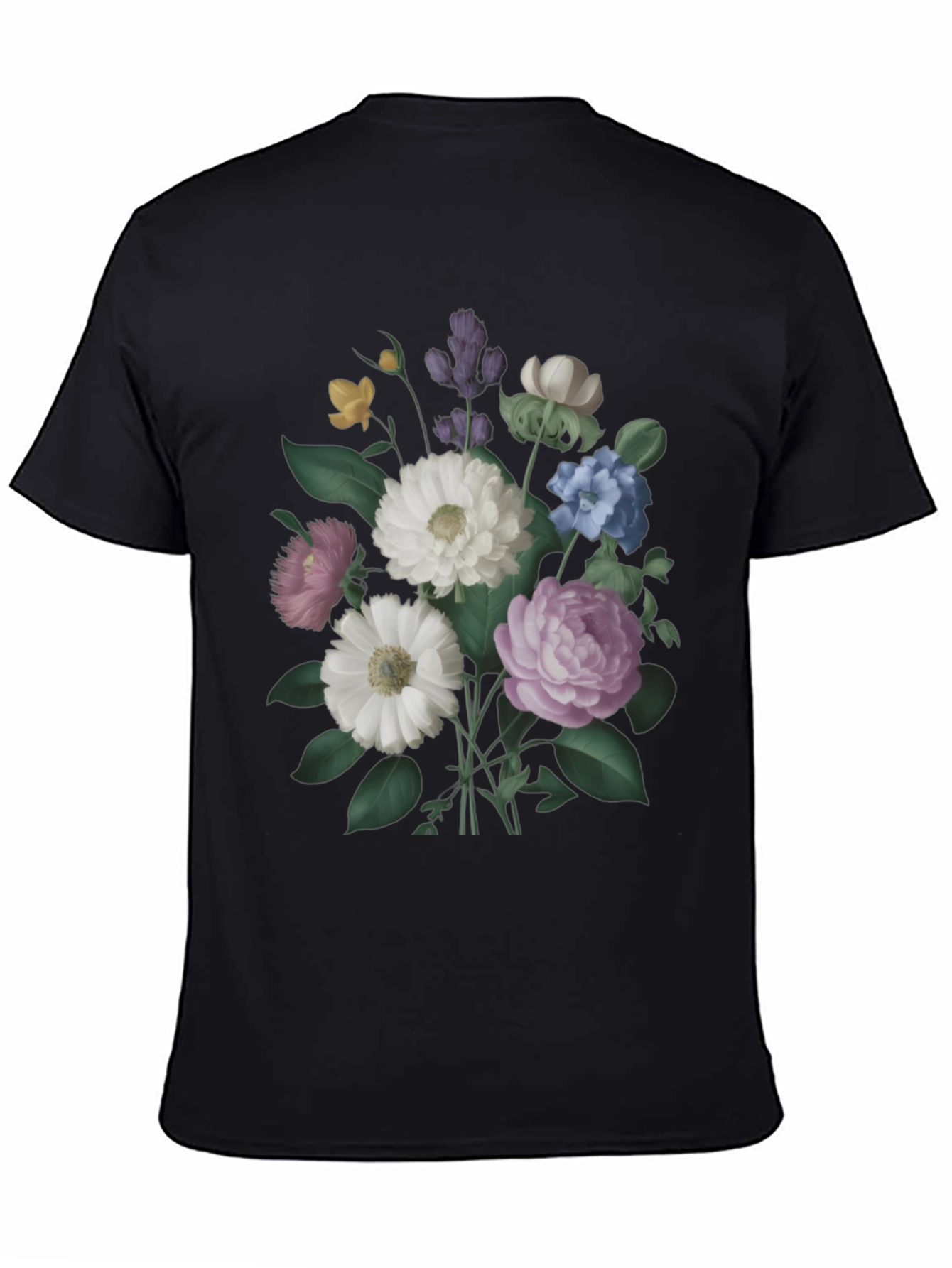 Floral Bouquet Graphic Black T-Shirt