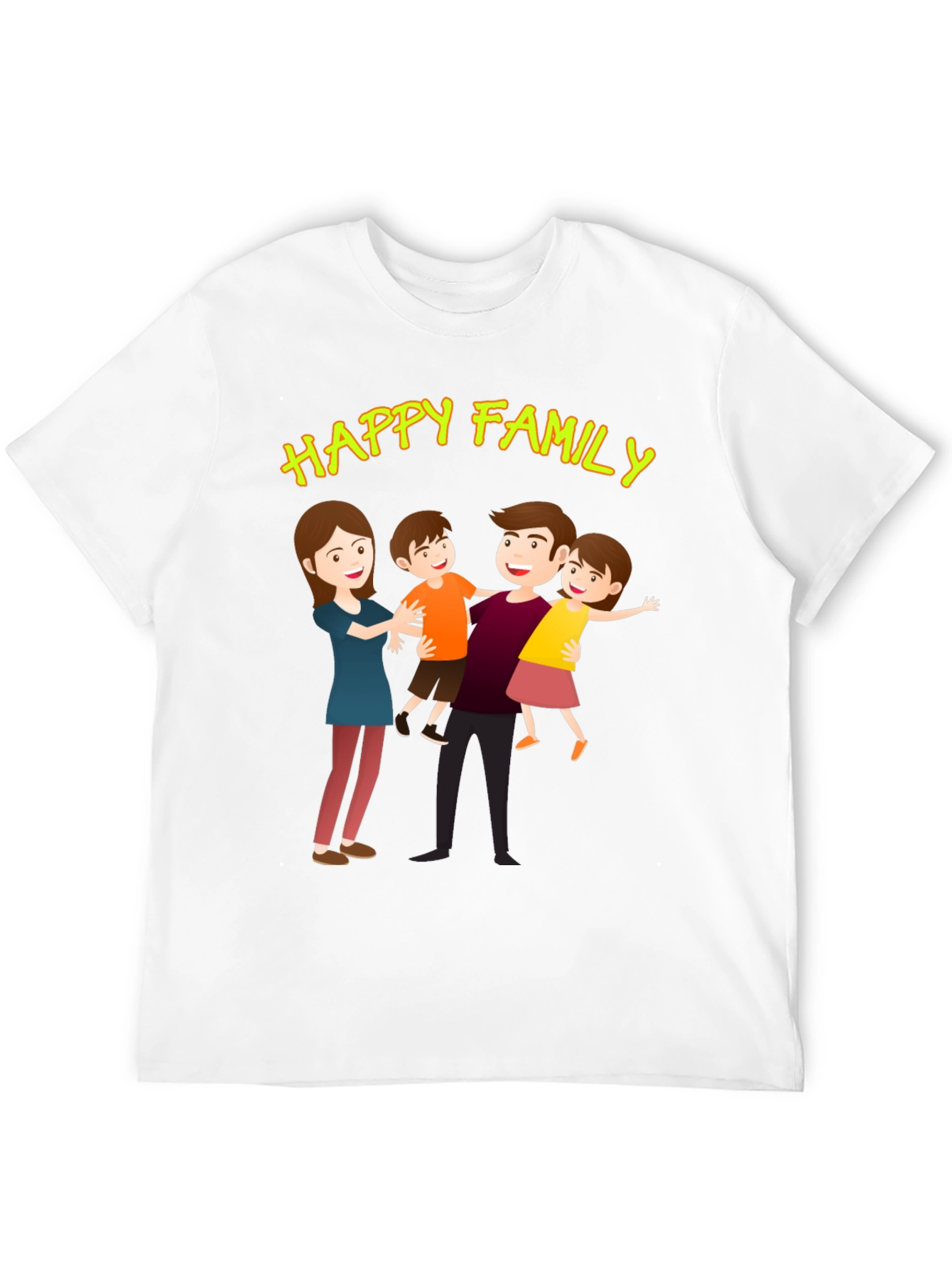 Happy Family Graphic Tee - Black Cotton Blend