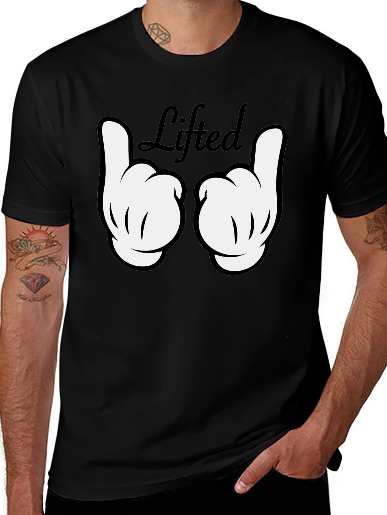 Lifted Graphic Tee - Black Cotton T-Shirt