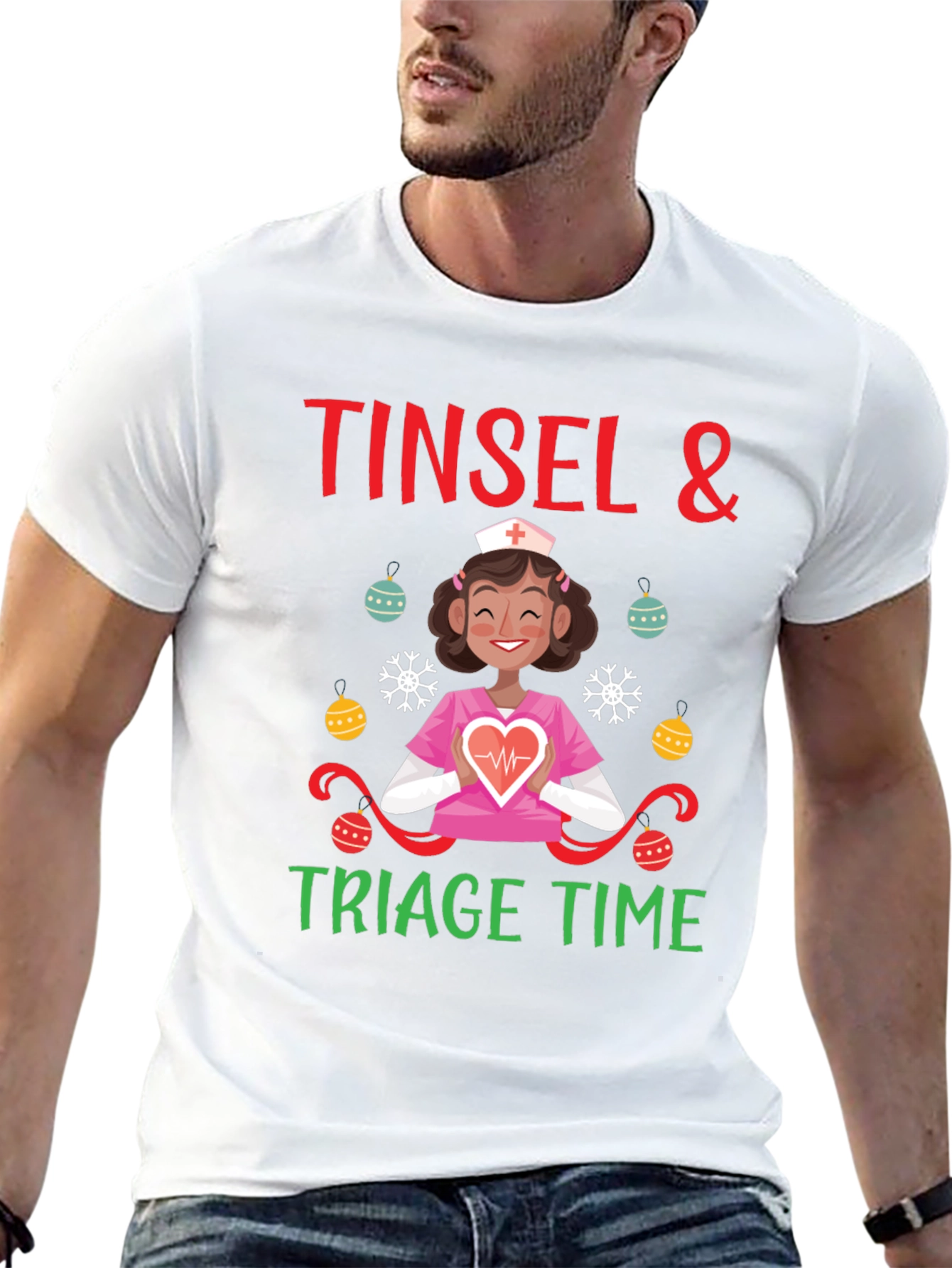 Tinsel & Triage Time Holiday Nurse T-Shirt