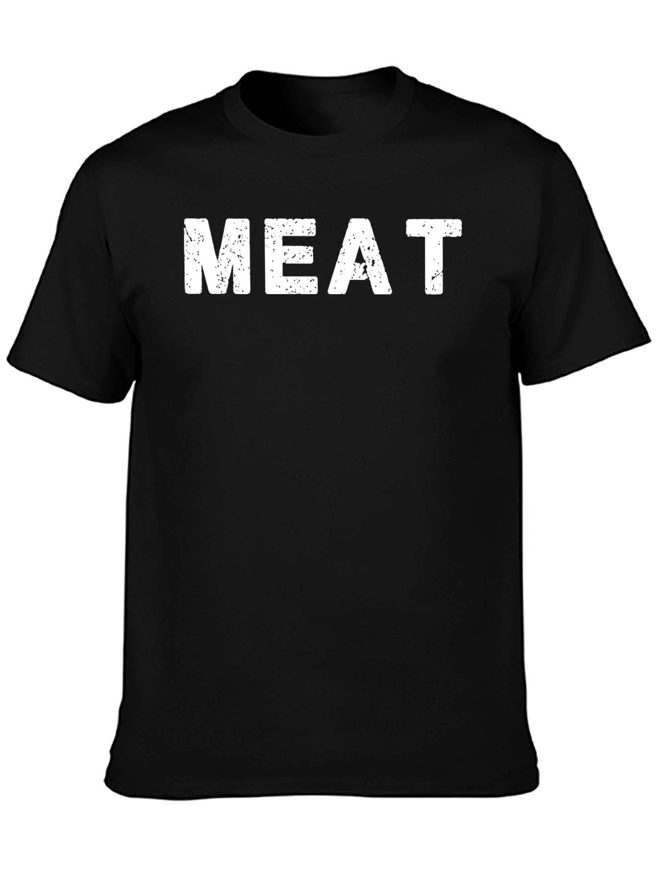 Humorous Meat T-Shirt - Black Crew Neck Tee