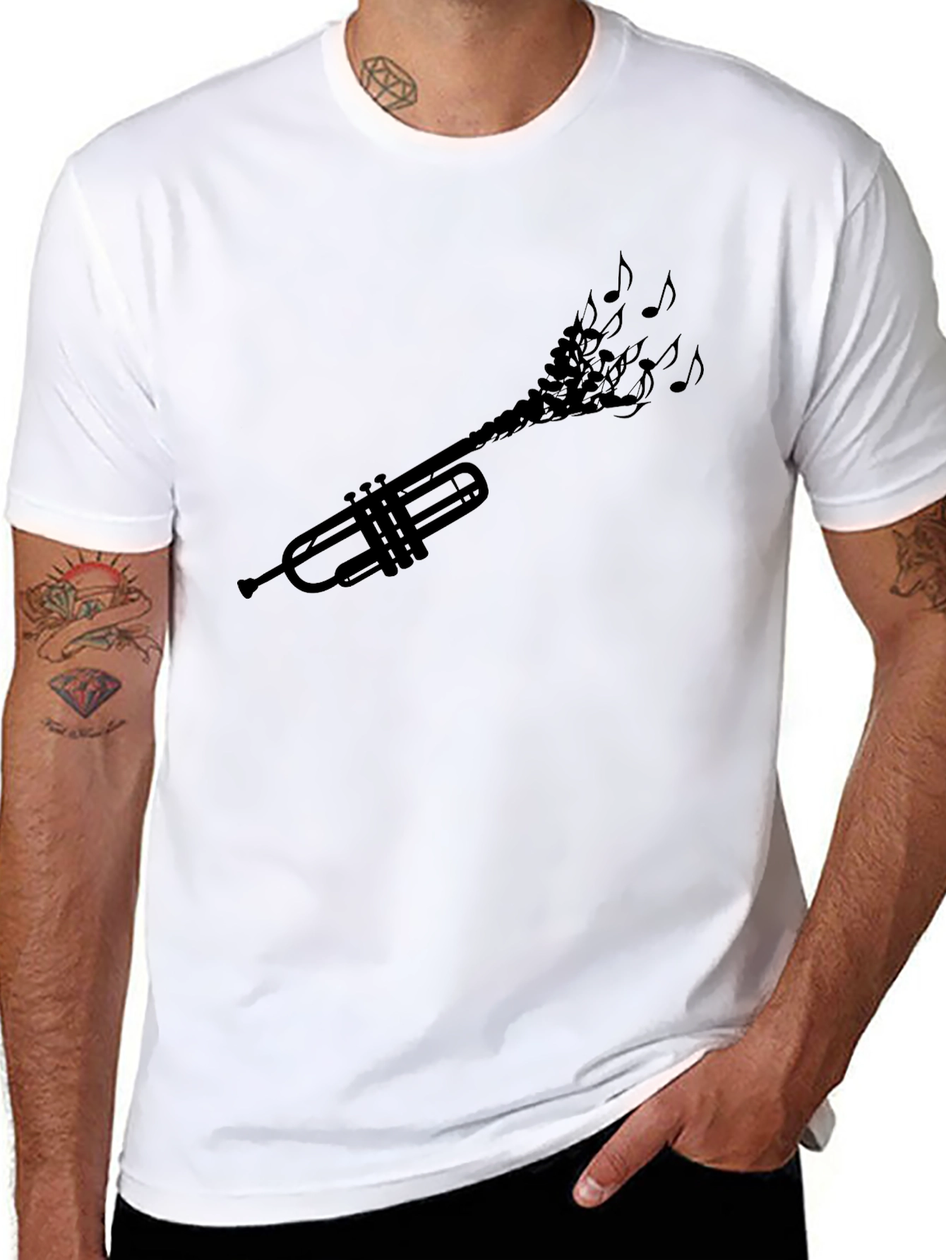 Trumpet Music Notes Graphic Tee