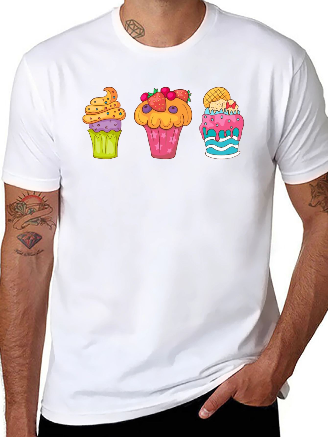 Cupcake Graphic Print Crewneck T-Shirt