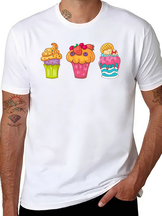 Cupcake Graphic Print Crewneck T-Shirt