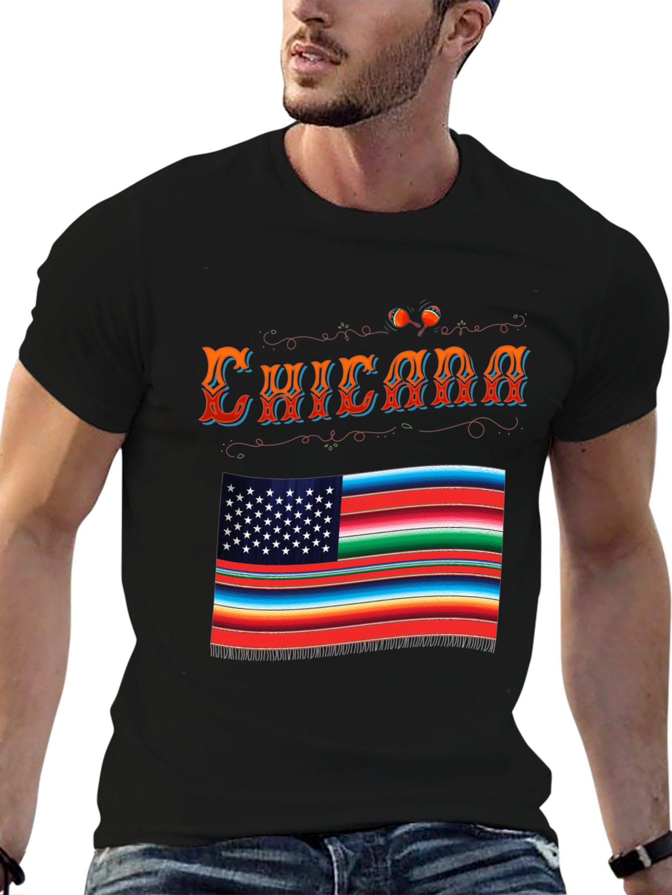 Chicana Serape Flag Graphic T-Shirt