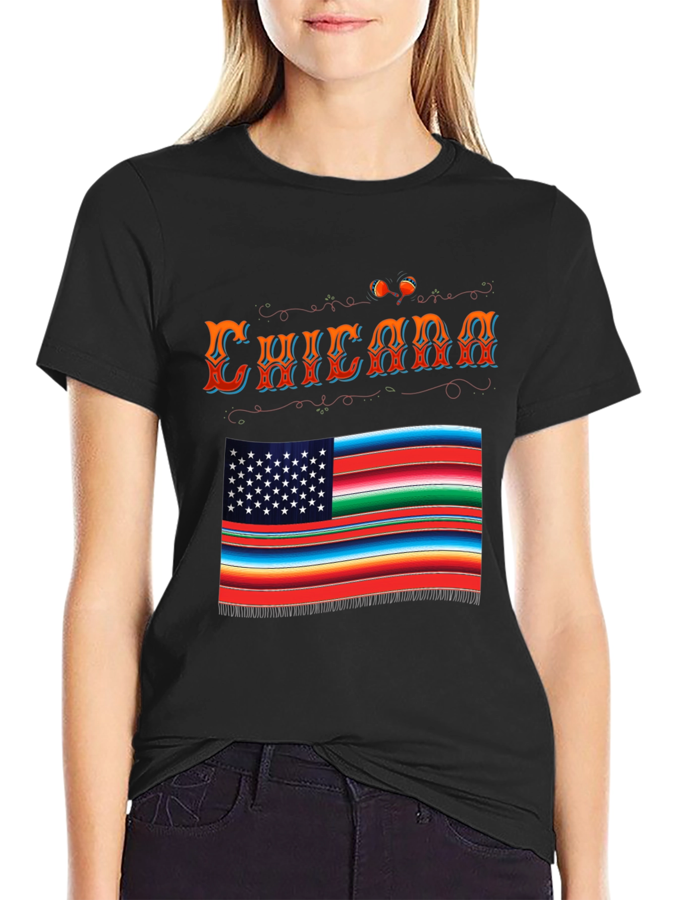 Chicana Serape Flag Graphic T-Shirt