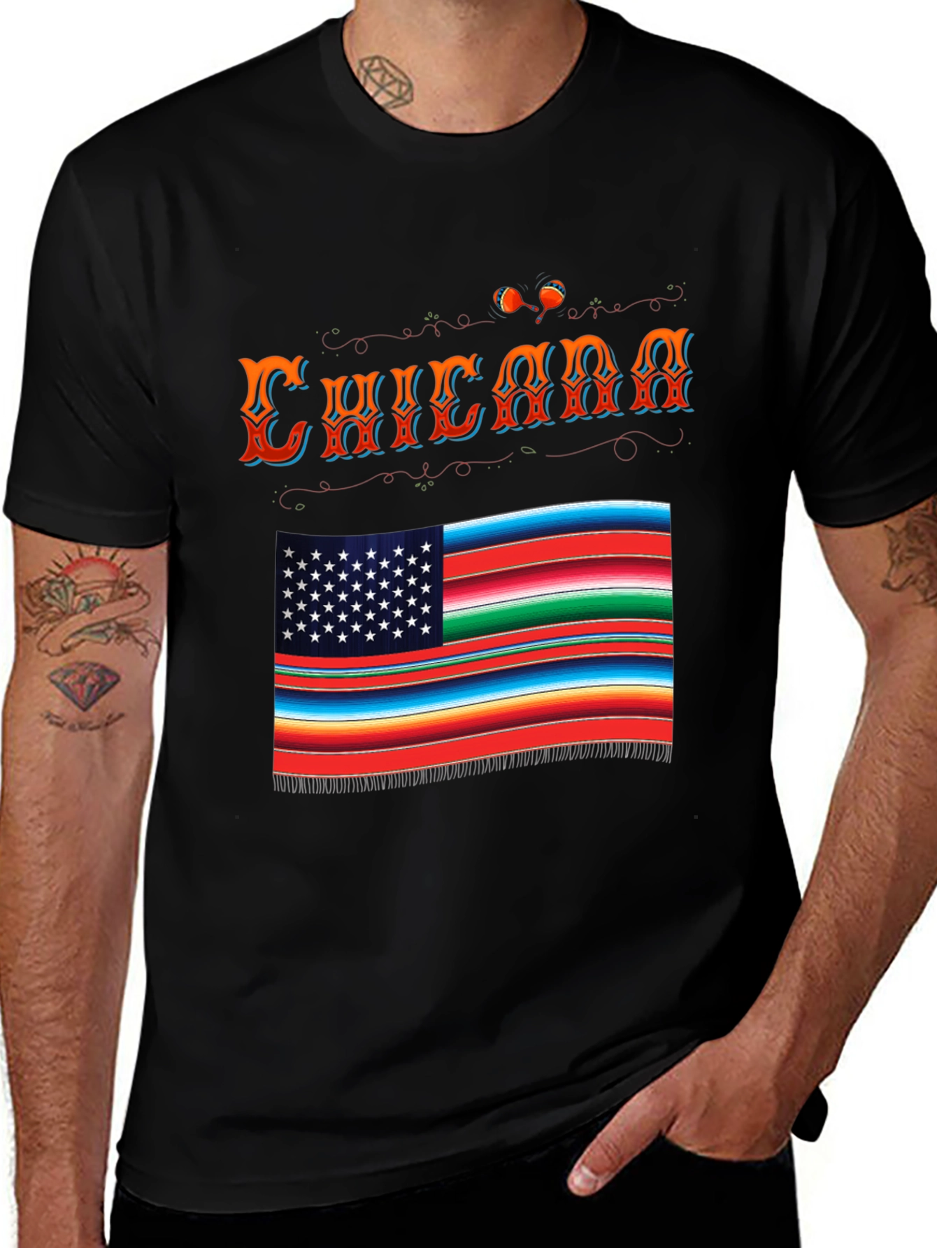 Chicana Serape Flag Graphic T-Shirt
