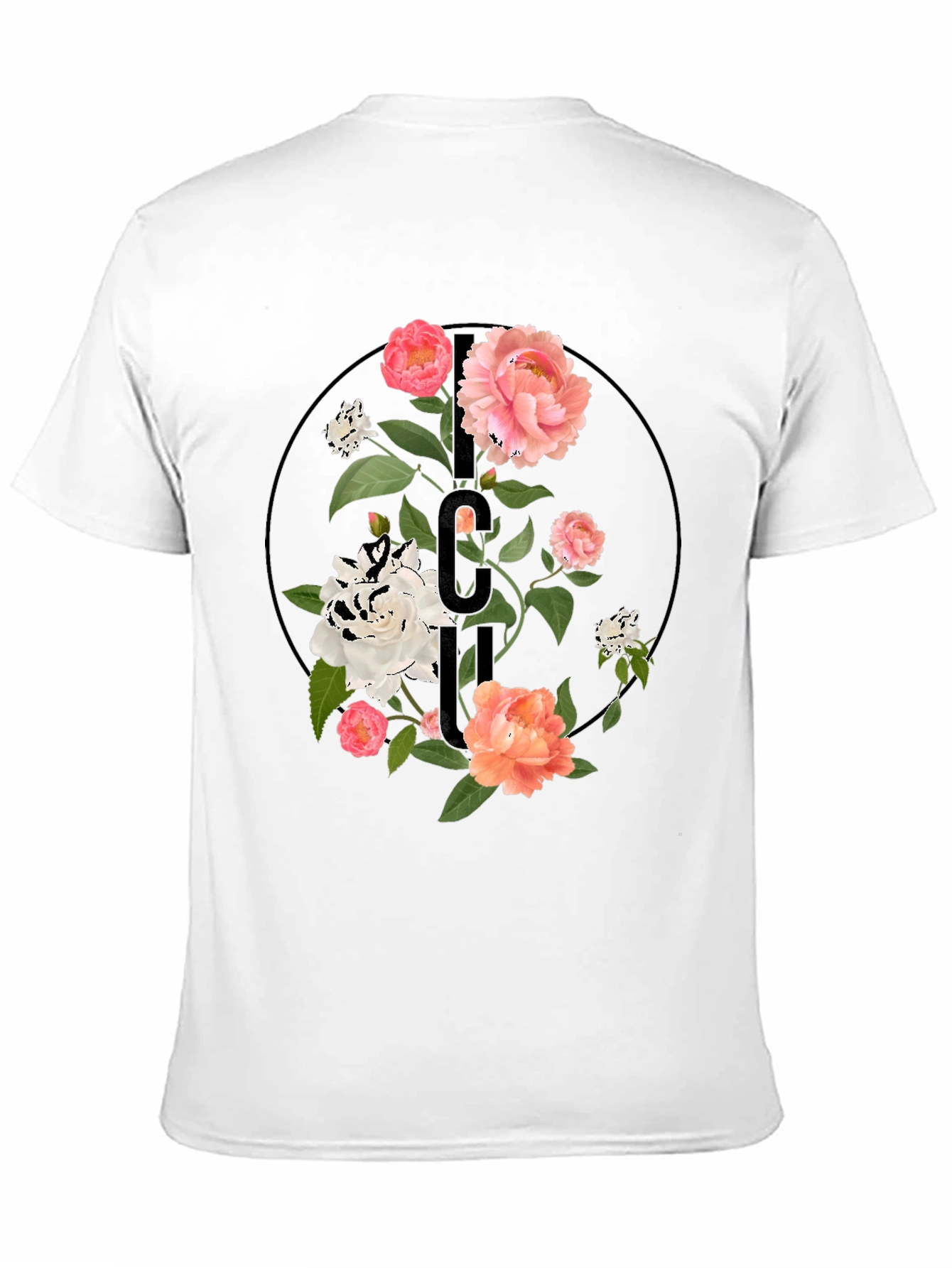 Floral Initial T-Shirt - Elegant Personalized Design