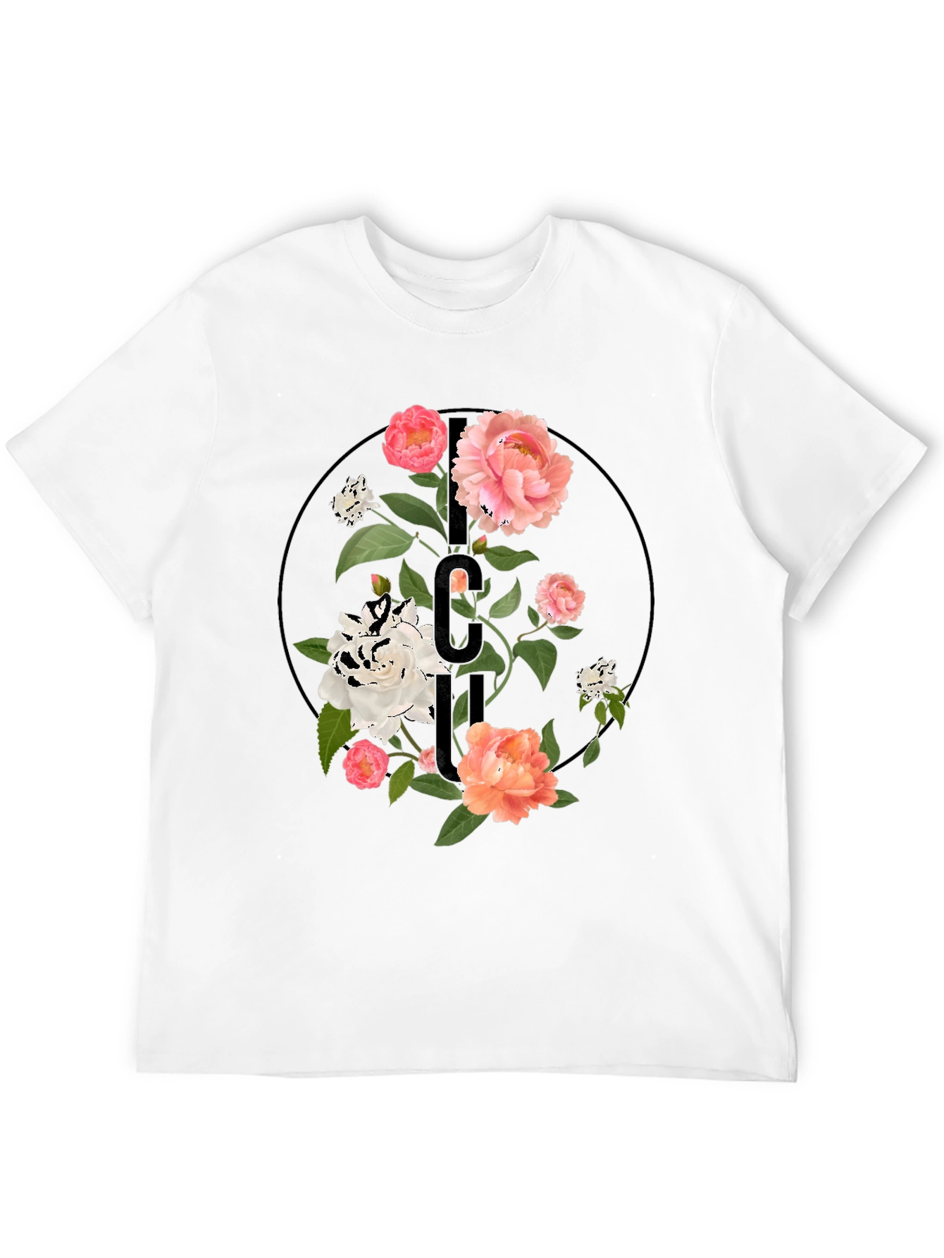 Floral Initial T-Shirt - Elegant Personalized Design