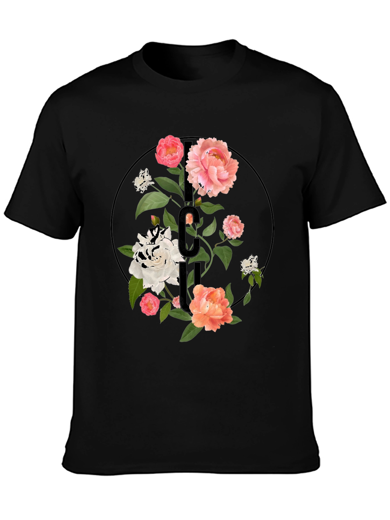 Floral Initial T-Shirt - Elegant Personalized Design