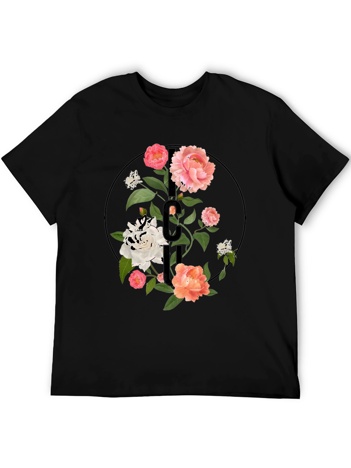 Floral Initial T-Shirt - Elegant Personalized Design