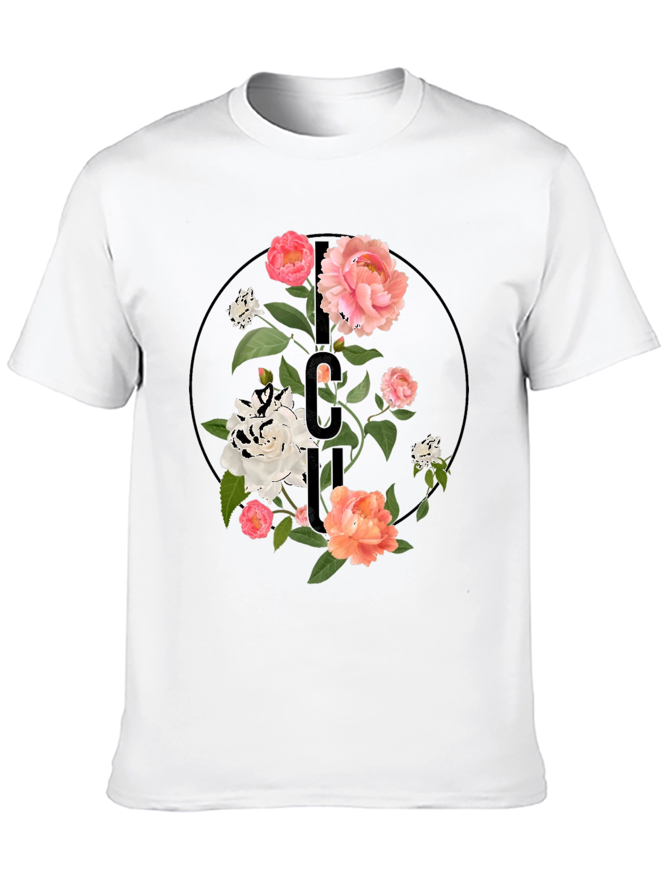 Floral Initial T-Shirt - Elegant Personalized Design