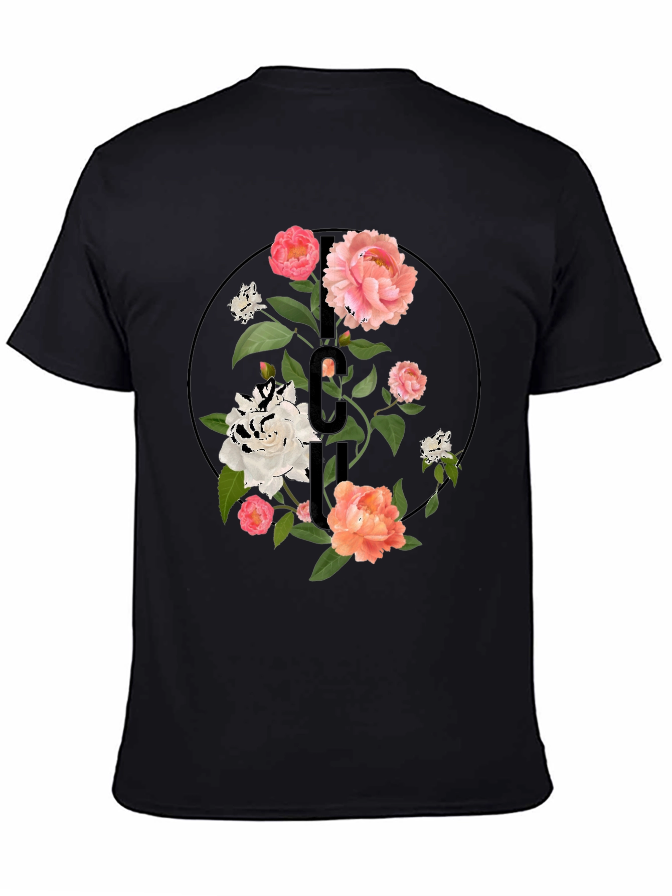 Floral Initial T-Shirt - Elegant Personalized Design