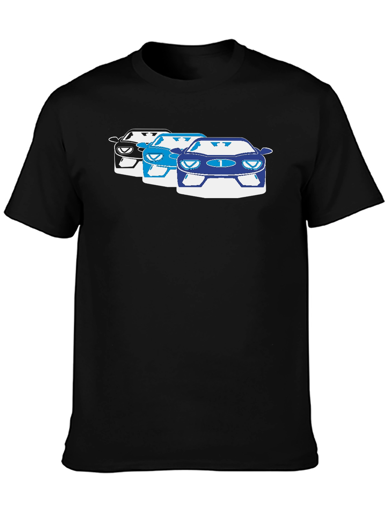 Racing Car T-Shirt: Black Crew Neck Short Sleeve