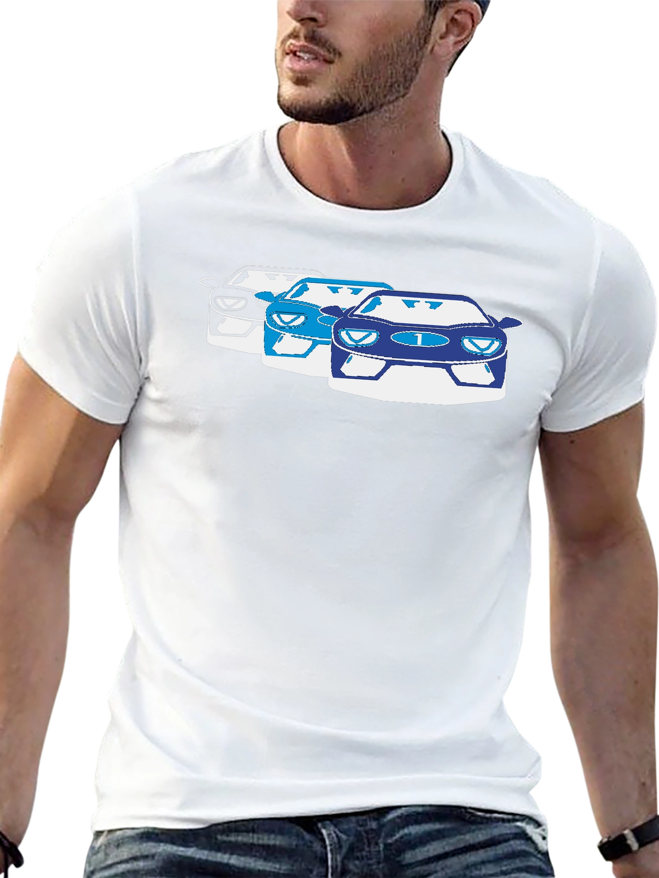 Racing Car T-Shirt: Black Crew Neck Short Sleeve