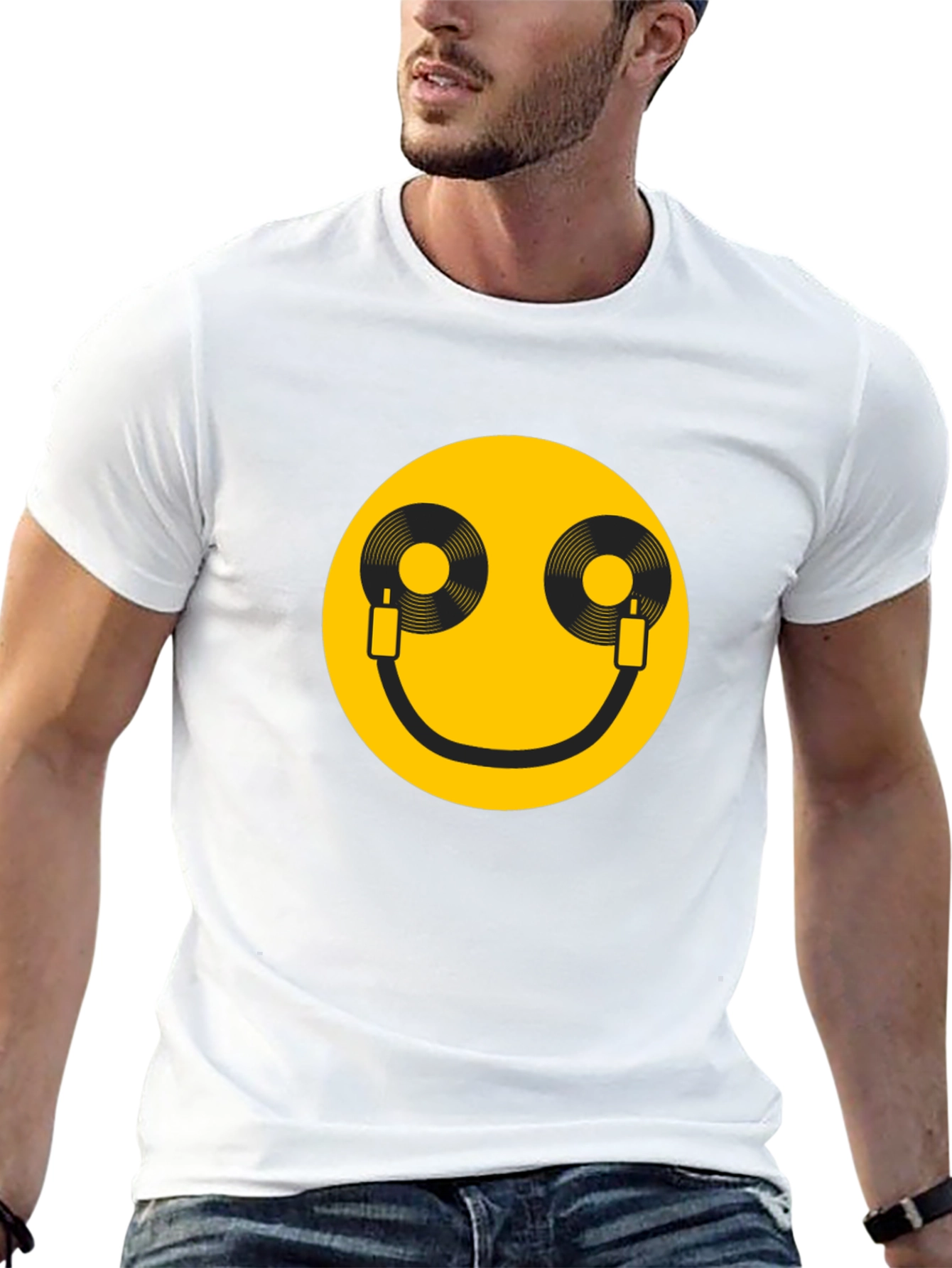 DJ Smile T-Shirt - Black Cotton Graphic Tee