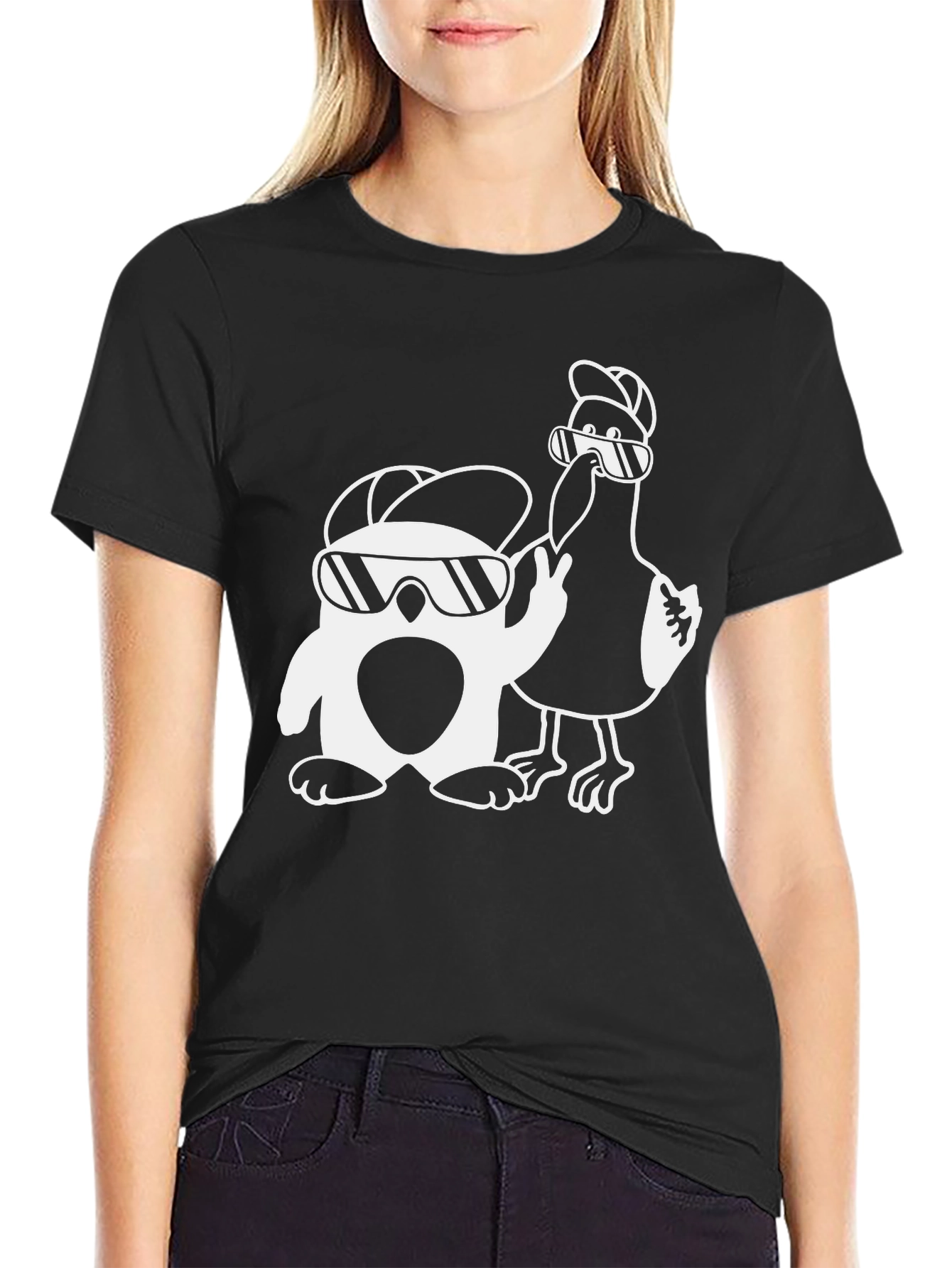 Cool Penguin & Bird T-Shirt