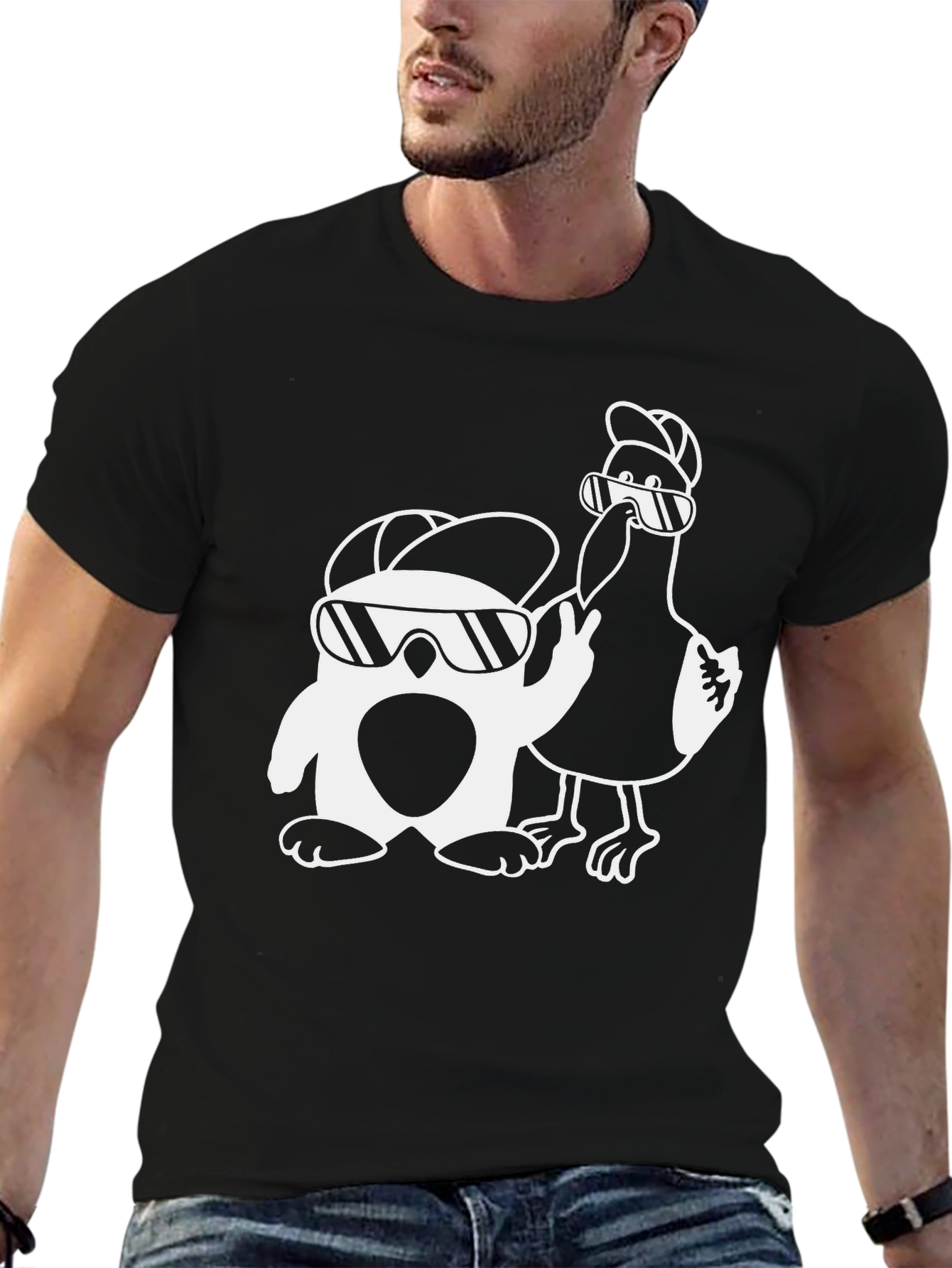 Cool Penguin & Bird T-Shirt