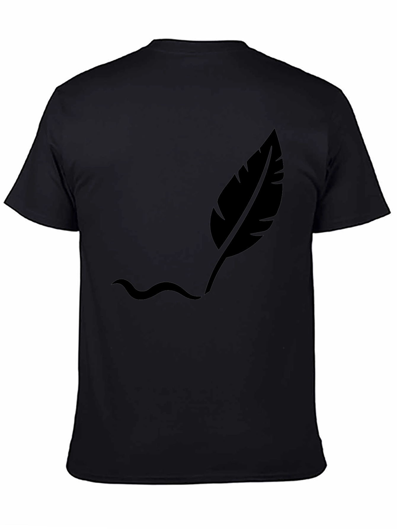 Mens Black T-Shirt with Feather Design