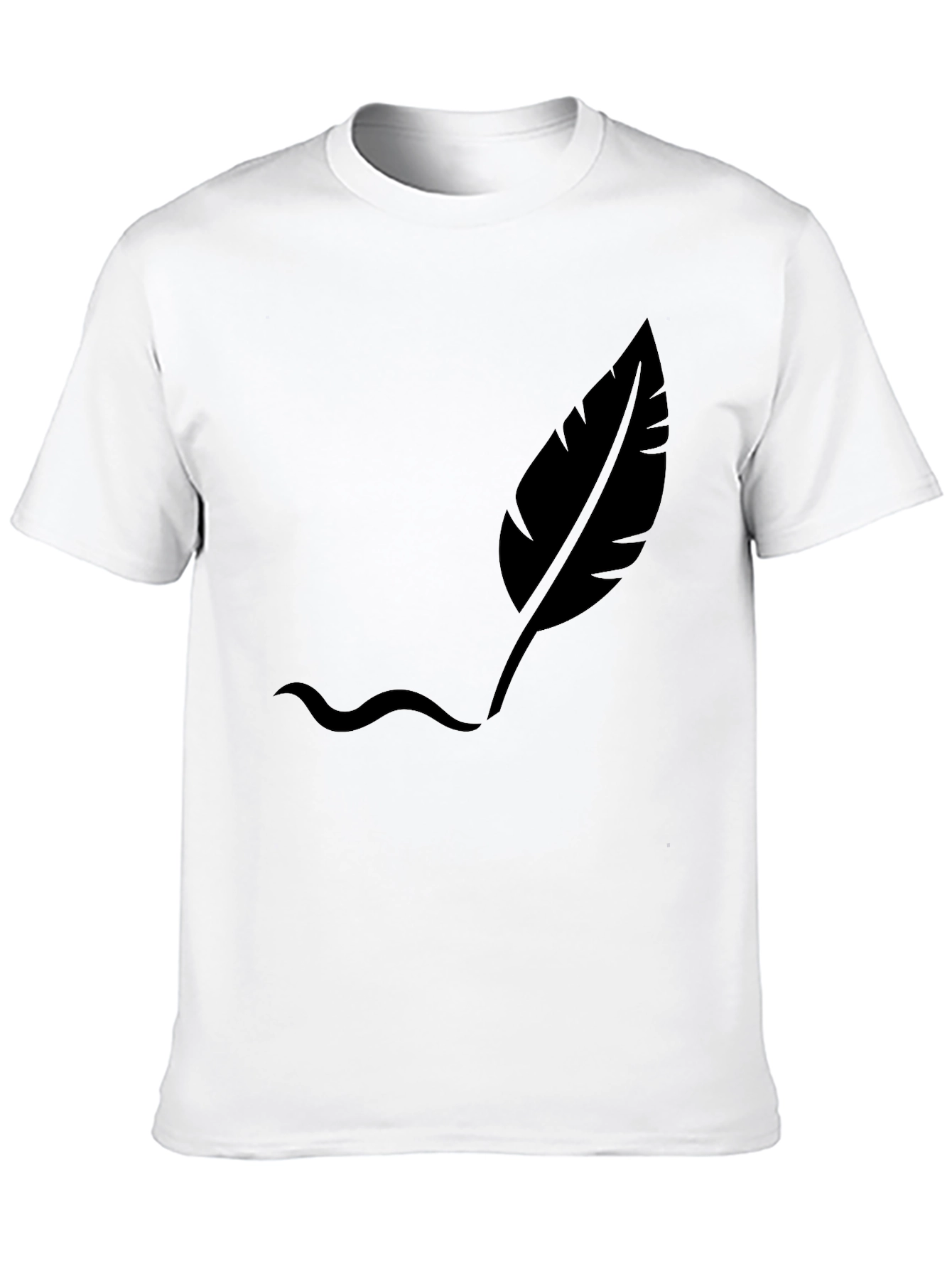 Mens Black T-Shirt with Feather Design