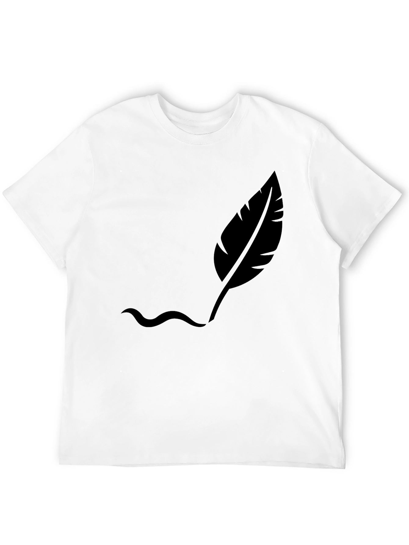 Mens Black T-Shirt with Feather Design