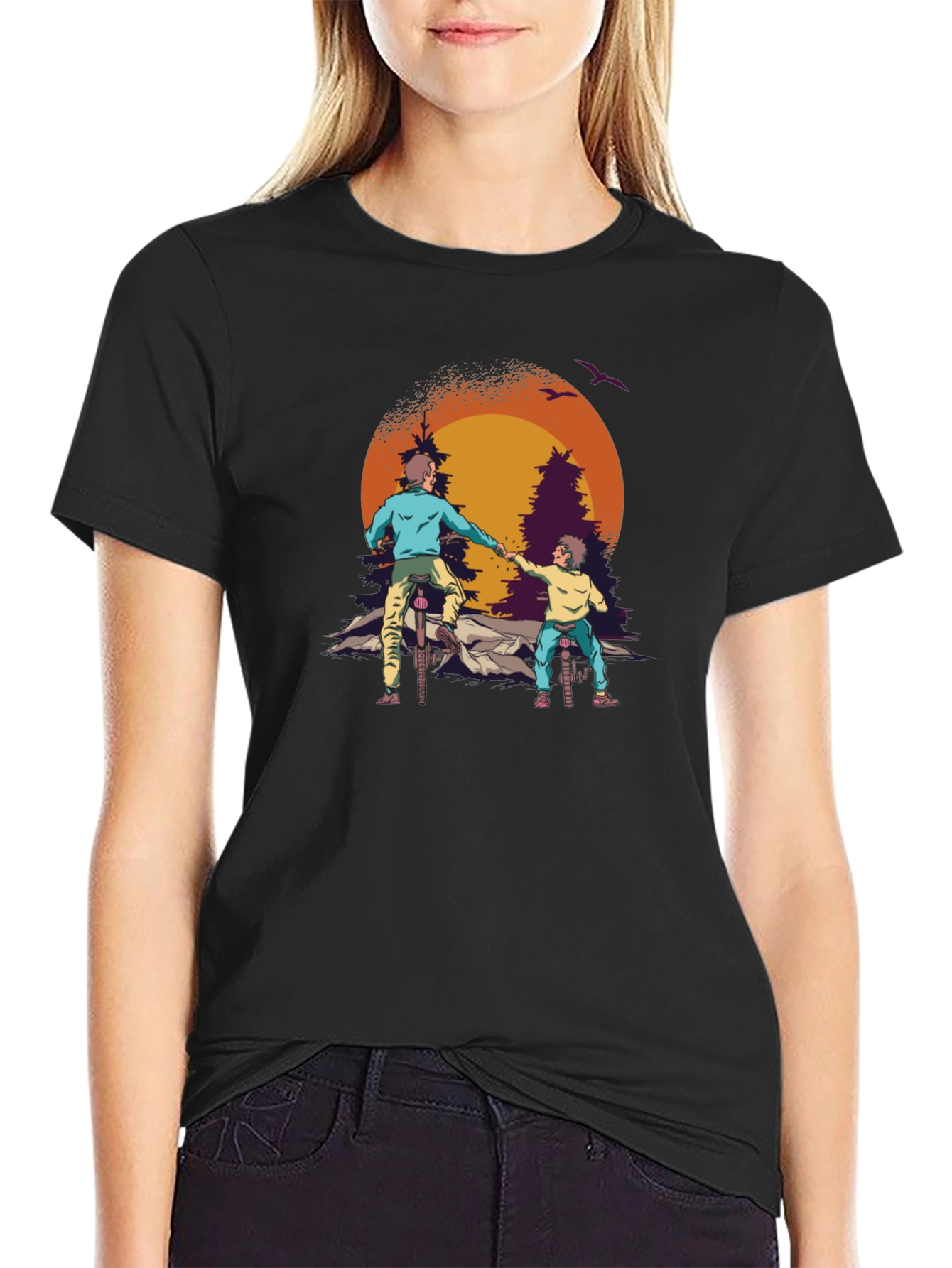 Retro Biking Buddies Graphic Tee