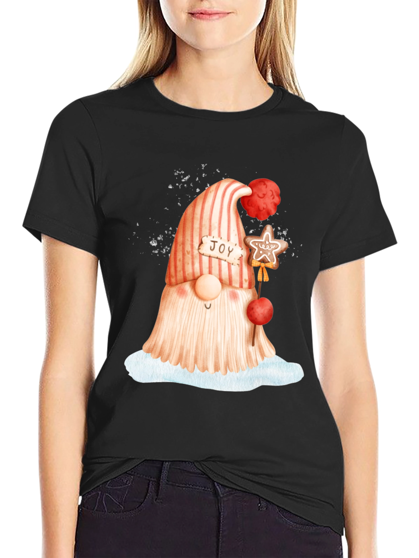 Festive Gnome Graphic Tee - Holiday Cheer