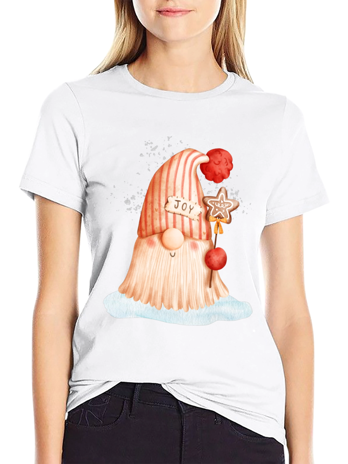 Festive Gnome Graphic Tee - Holiday Cheer