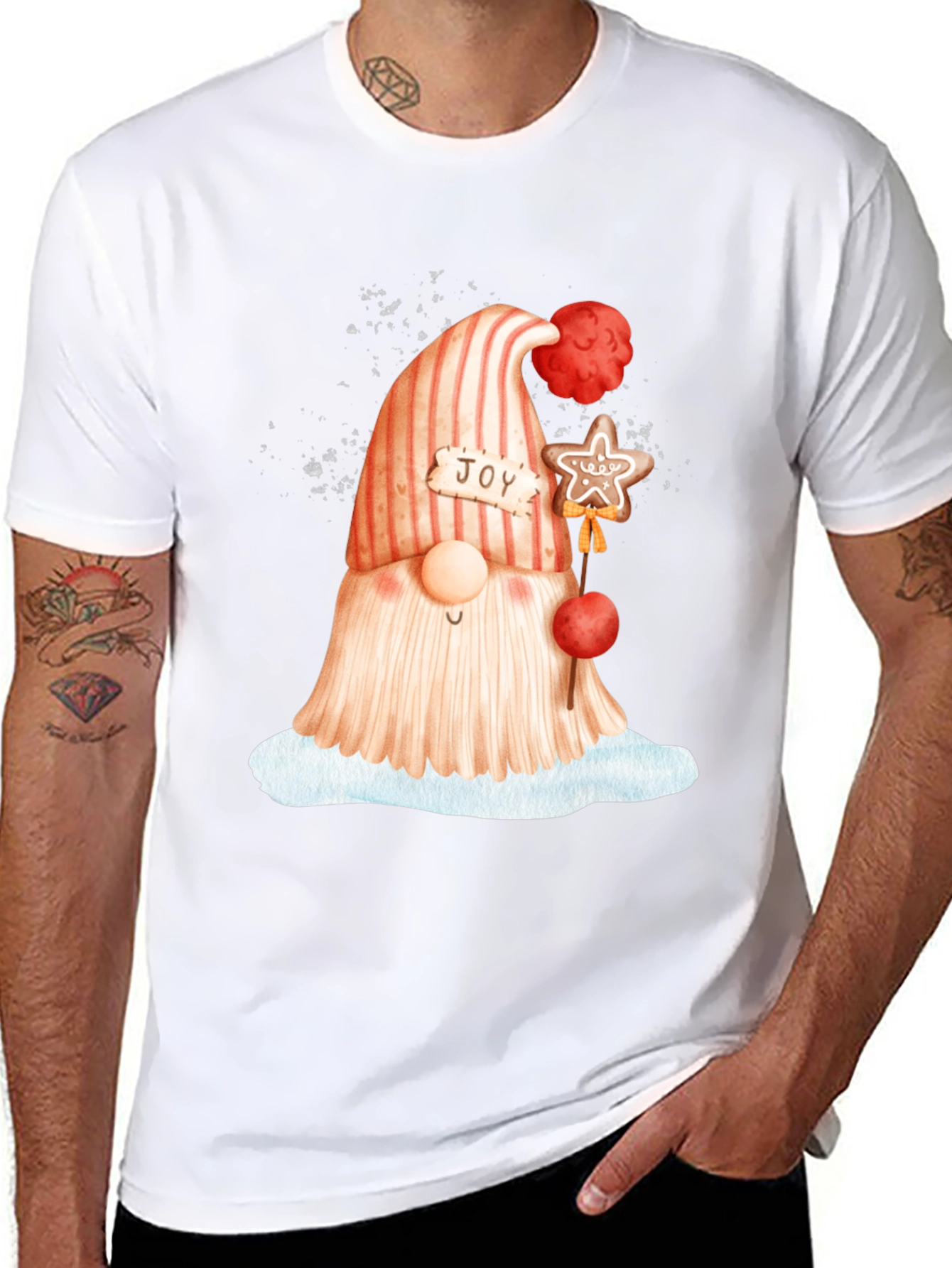 Festive Gnome Graphic Tee - Holiday Cheer